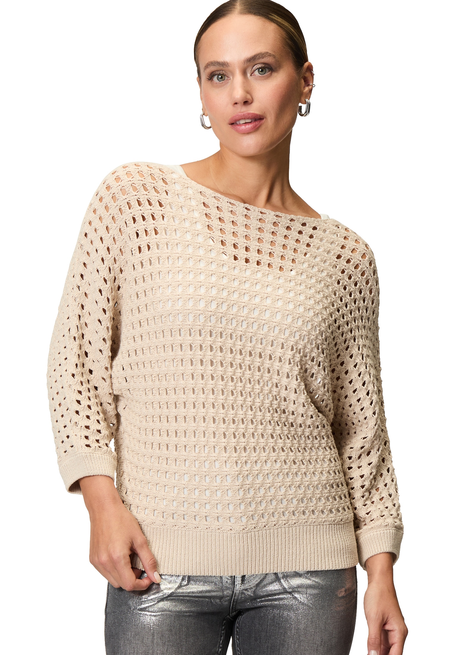 Zero Strickpullover "Damen Pullover mit Lochmuster" 1 Stk. tlg. Lochmuster günstig online kaufen