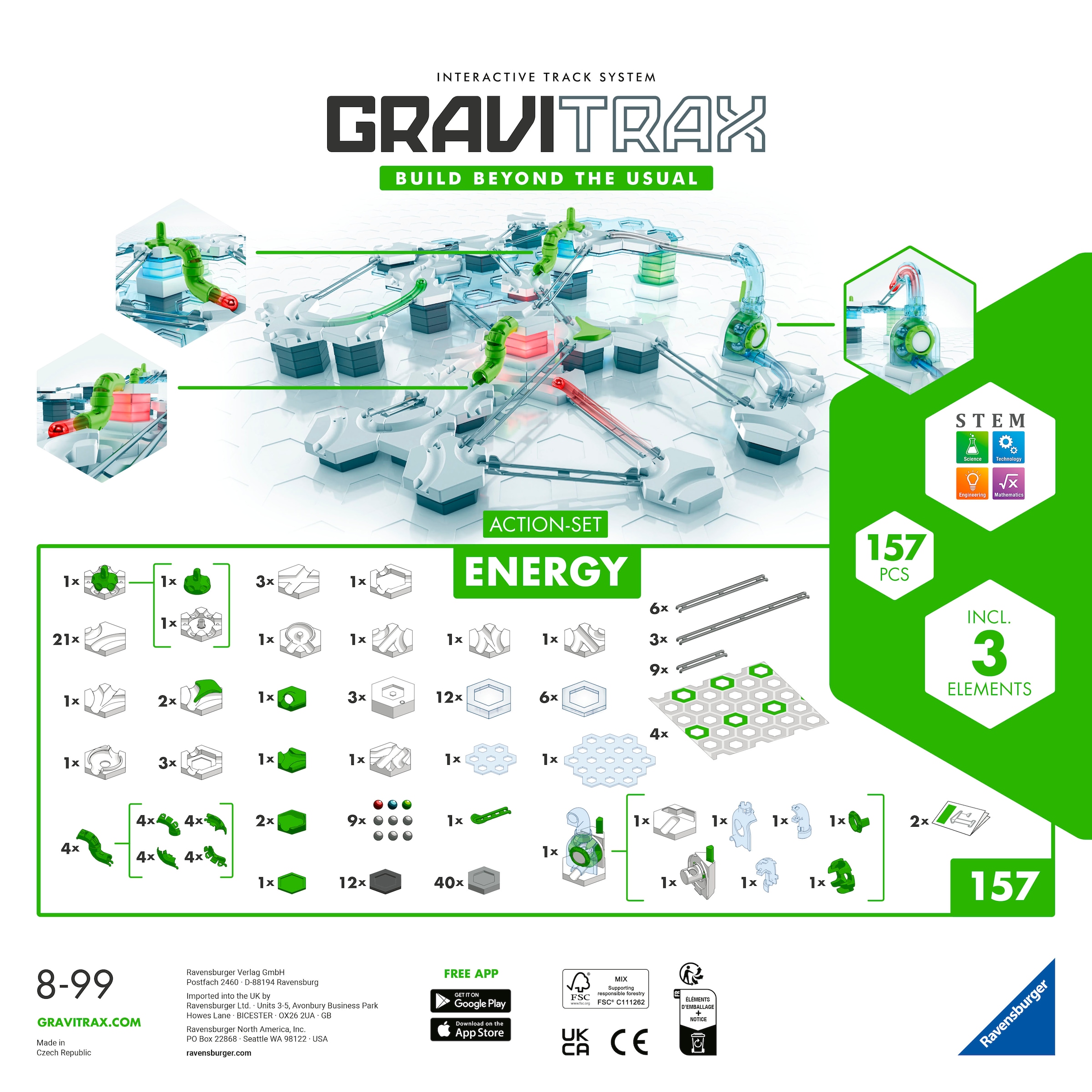 Ravensburger Kugelbahn-Bausatz »GraviTrax Action-Set Energy«, FSC® - schützt Wald - weltweit