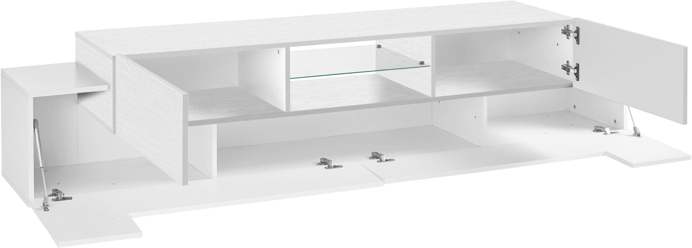 INOSIGN Lowboard »Coro,Lowboard,TV-Kommode,TV-Möbel,TV-Bank«, mit 2 Klappen, 2 Türen, 1 Glasboden, Breite 220