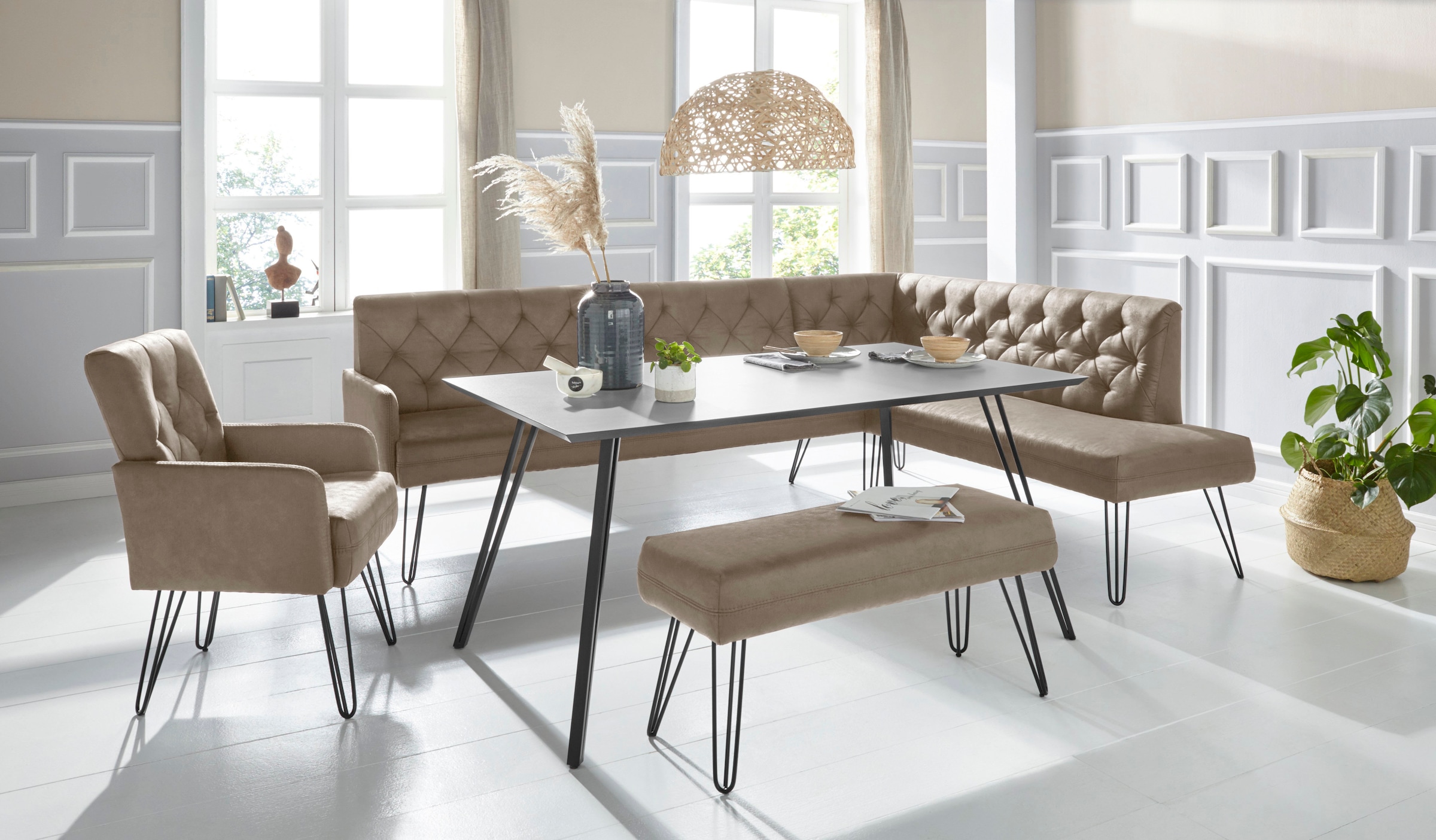 exxpo - sofa fashion Sessel »Doppio, Loungesessel mit Designuntergestell, bequem und elegant«, aufwendige Rückenverarbeitung, Breite 61 cm