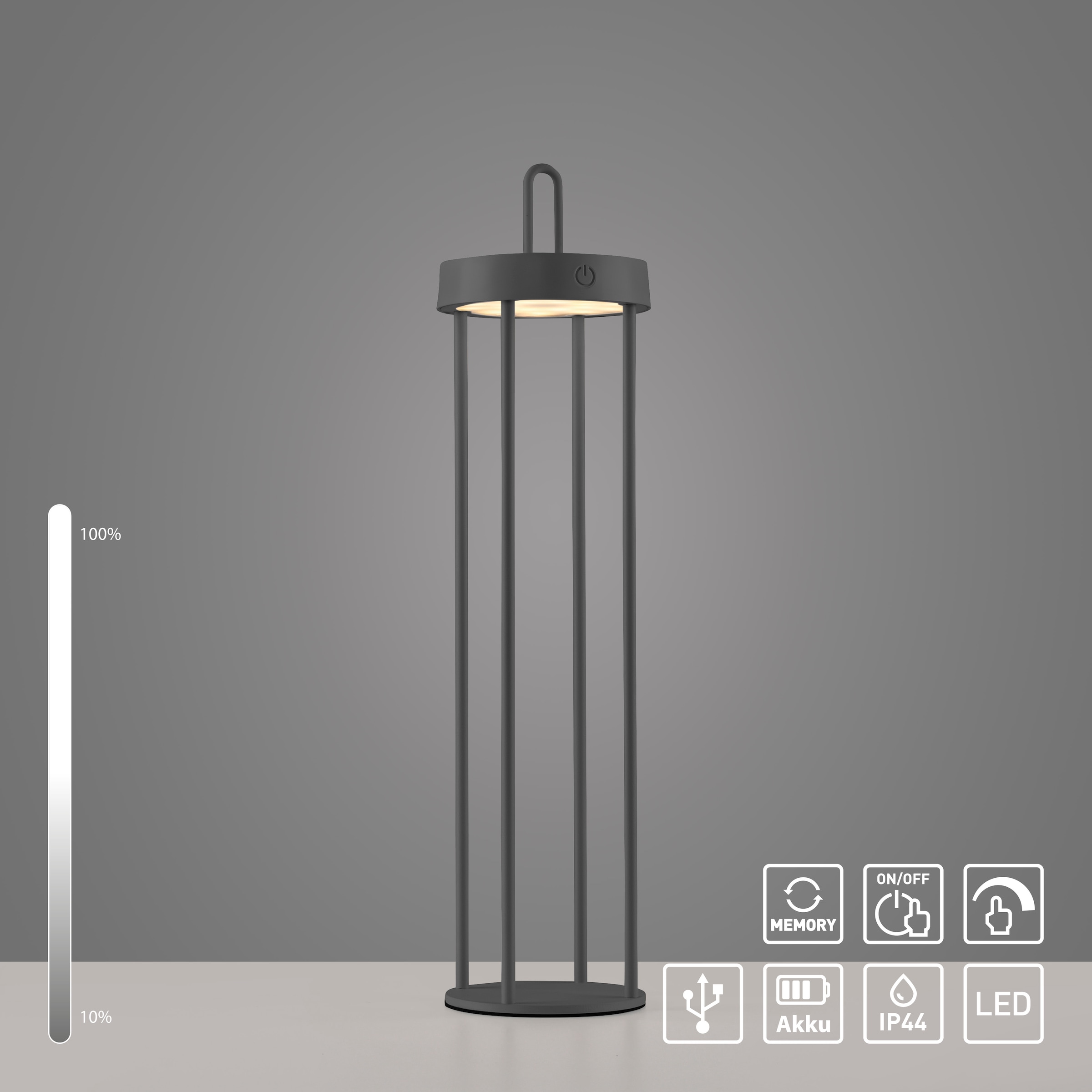 JUST LIGHT Stehlampe »ANSELM«, 1 flammig, Leuchtmittel LED-Modul | LED fest integriert, Akkuleuchte