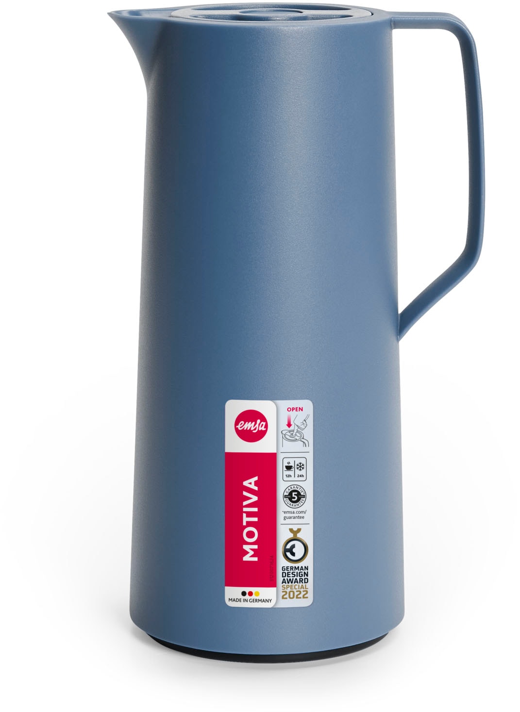 Emsa Isolierkanne »Motiva in modernem Design, 100% auslaufsicher, Made in Germany« 1 l doppelwandiger Glasisolierkolben, bis zu 12h warm/24h kalt, 1 tlg. Quick-Press-Deckel, Einhandbedienung, ergonomischer Schraubdeckel
