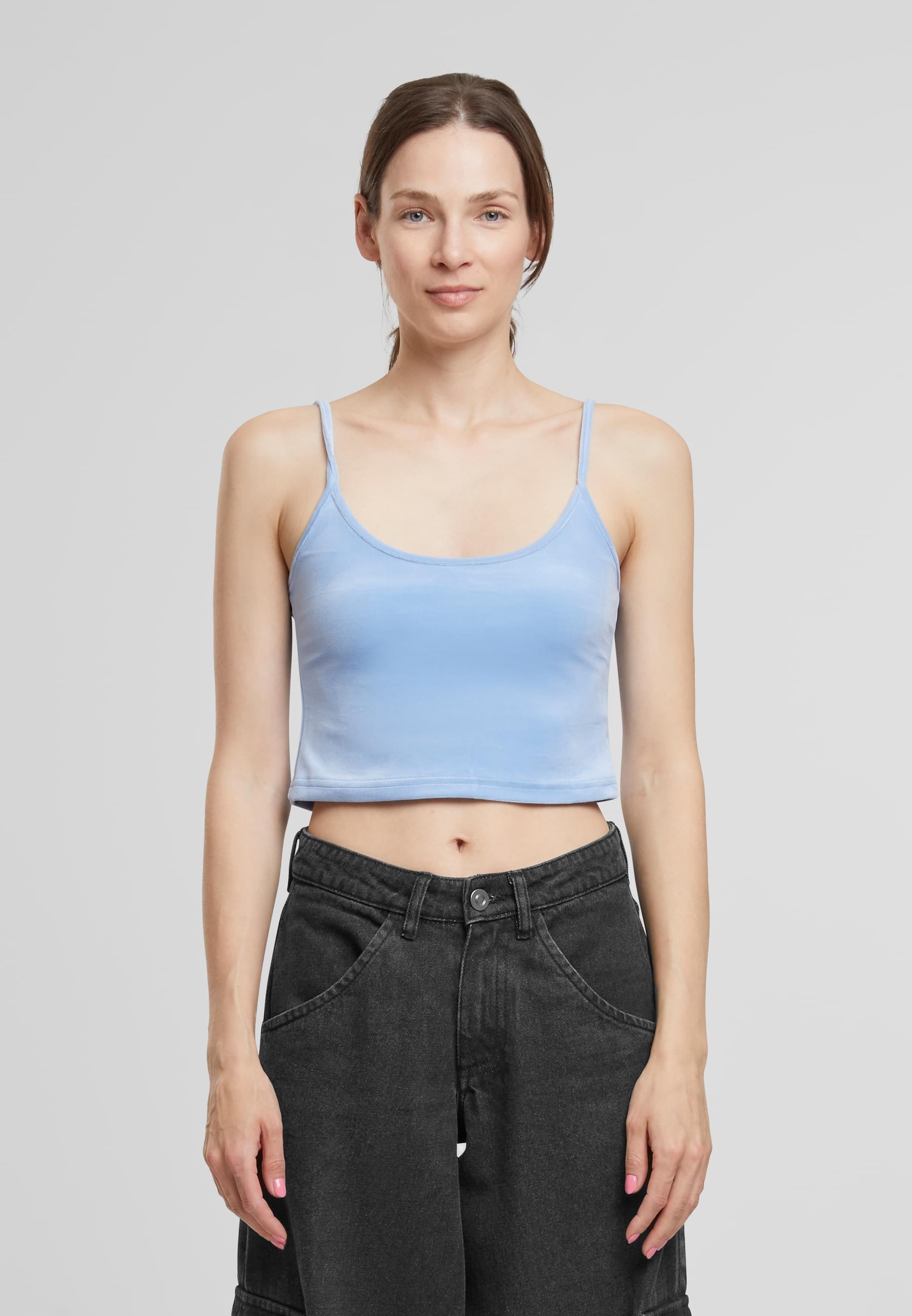 URBAN CLASSICS Muskelshirt »Urban Classics Ladies Short Velvet Top«, (1 tlg.)