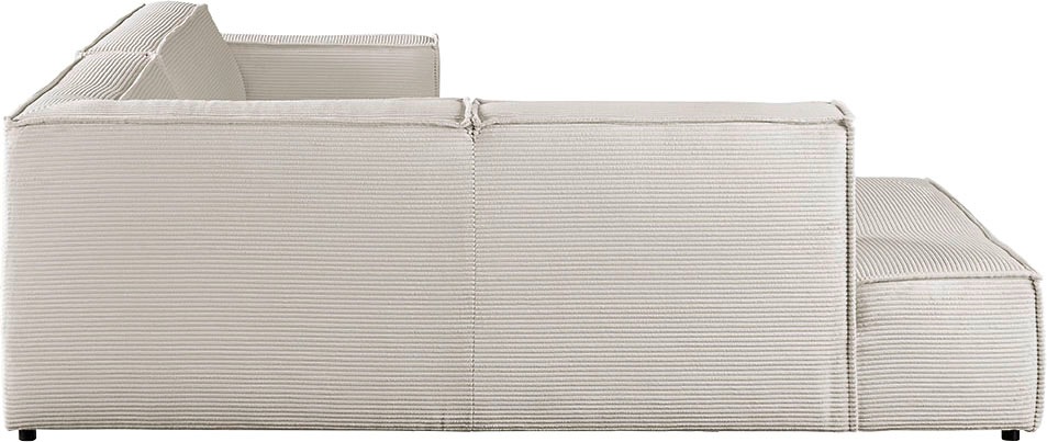 3C Candy Ecksofa »Matteo in elegant, kubischer Formensprache, bequem, L-Form«, mit auffälliger Kedernaht, Cord-Bezug, Lounge-Charakter