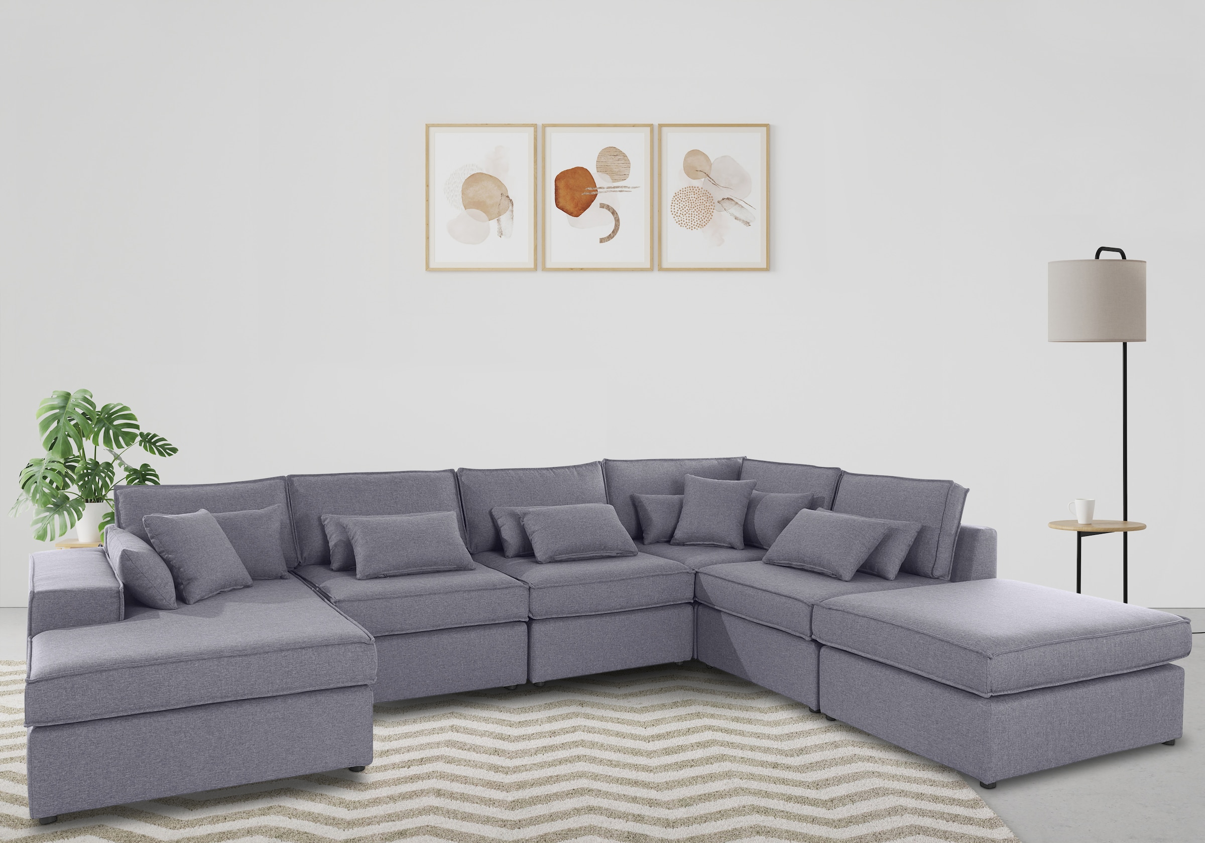 OTTO home Wohnlandschaft "Florid U-Form" 6 Teile, bestehend aus Modulen, vi günstig online kaufen