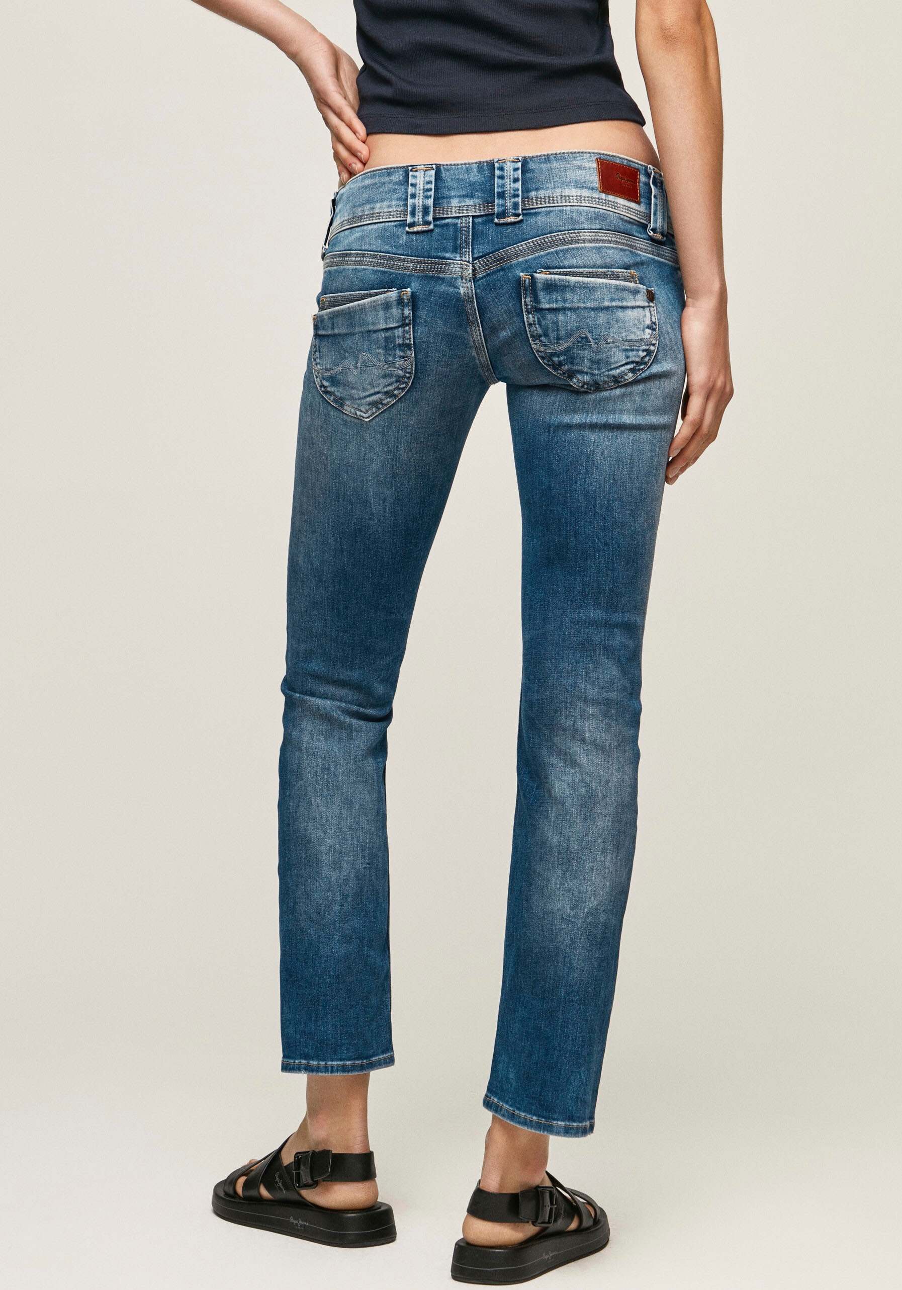 Pepe Jeans Damen Jeans Venus - Regular Fit - Blau - Blue Black Wiser günstig online kaufen