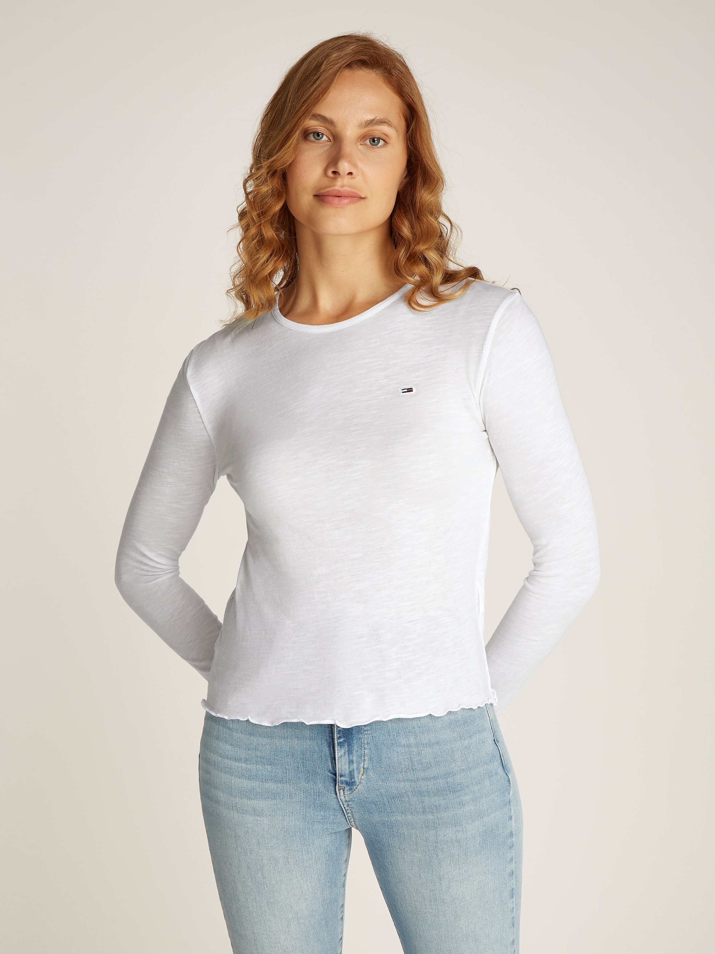 Tommy Jeans Langarmshirt "TJW SLUB SOFT TEE LS", mit Babylock-Saum, Logosti günstig online kaufen