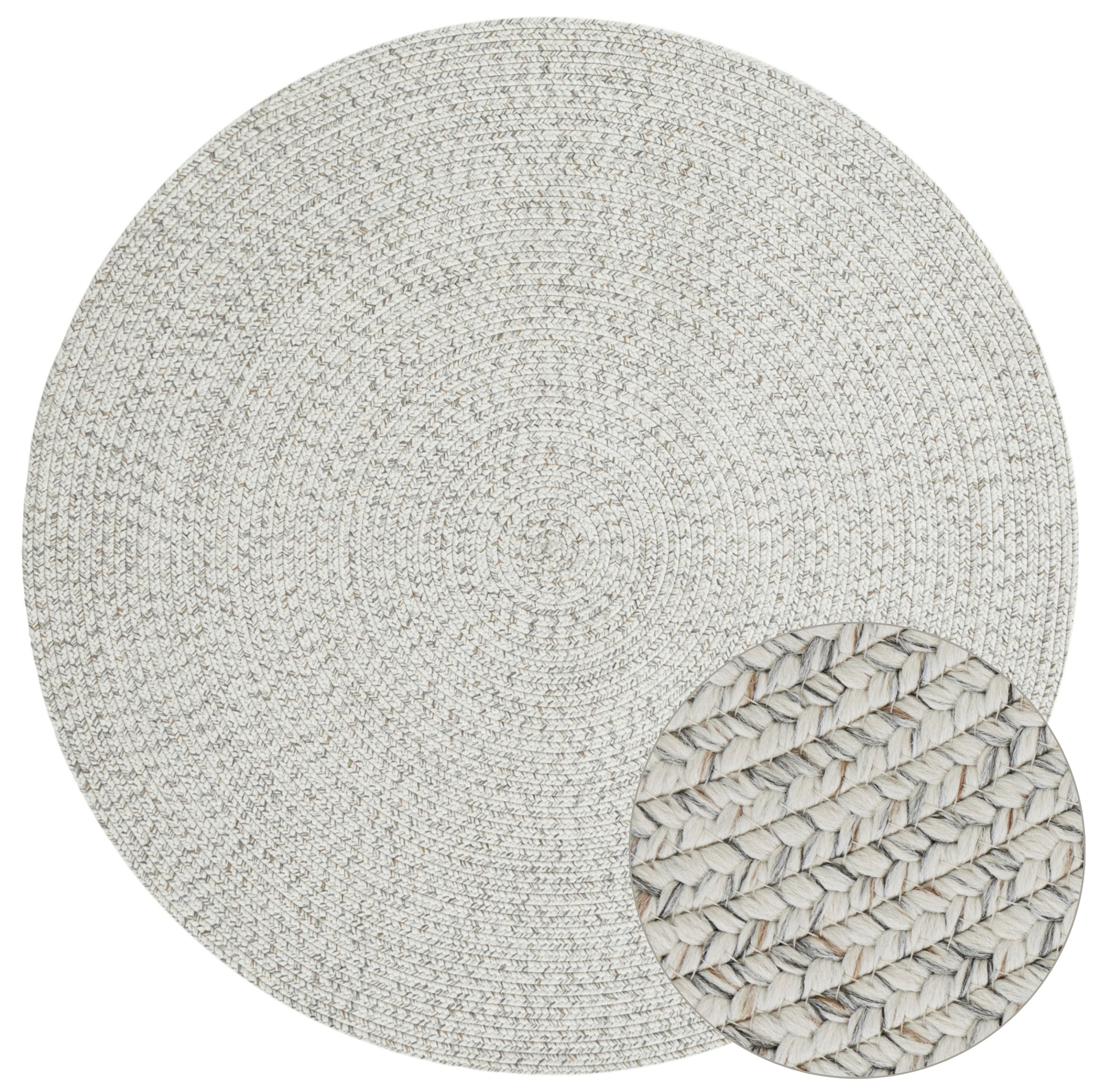 NORTHRUGS Teppich »Trenzado«, rund, 10 mm Höhe, In- & Outdoor, Handmade-Look, Gewebt, Wetterfest, Balkon, Wohnzimmer