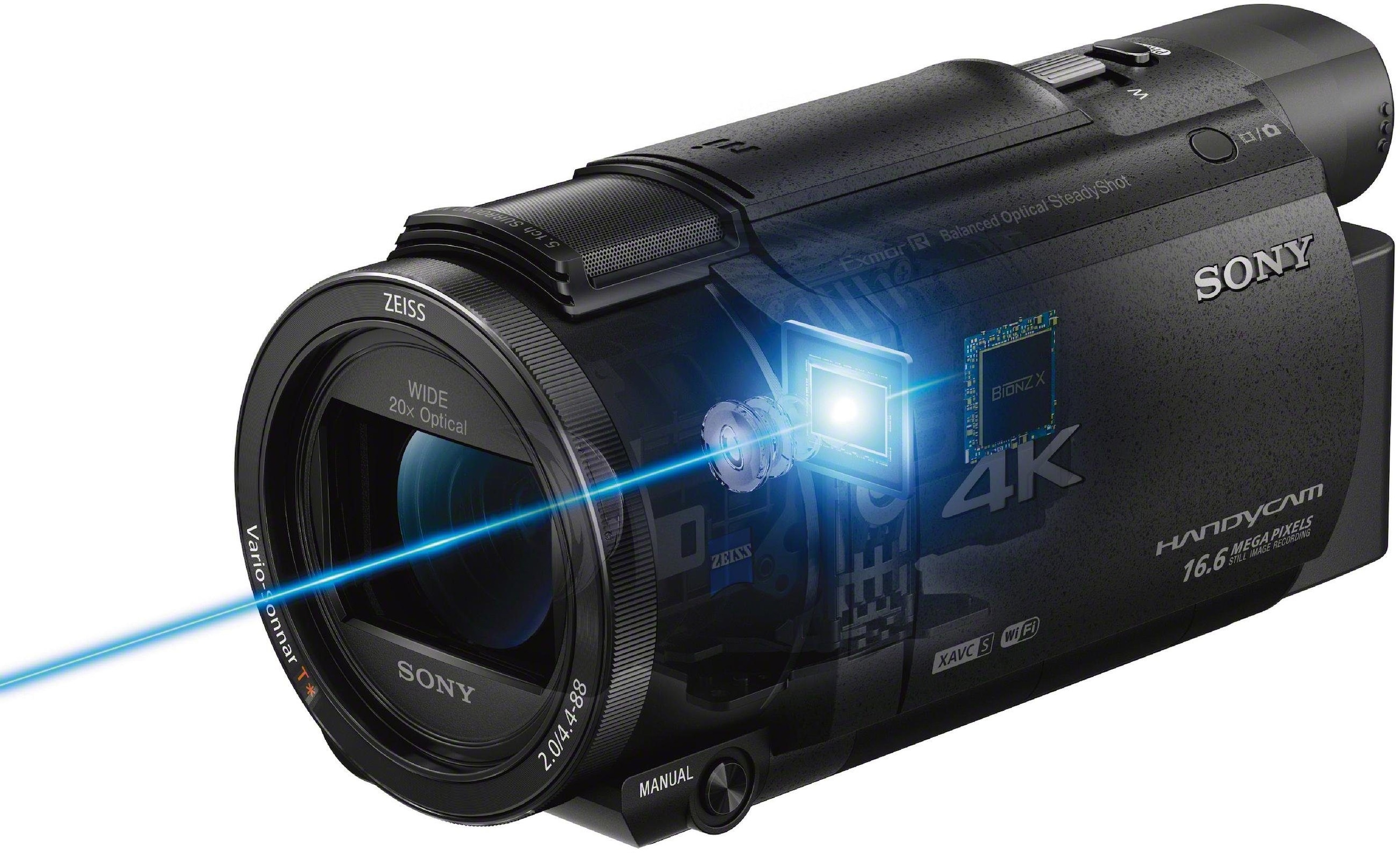 Sony Camcorder »FDRAX53VGPDI.EU«, 4K Ultra HD, NFC-WLAN (Wi-Fi), 20 fachx opt. Zoom, inkl. CG-60 Mikrofon & JOBY GorillaPod