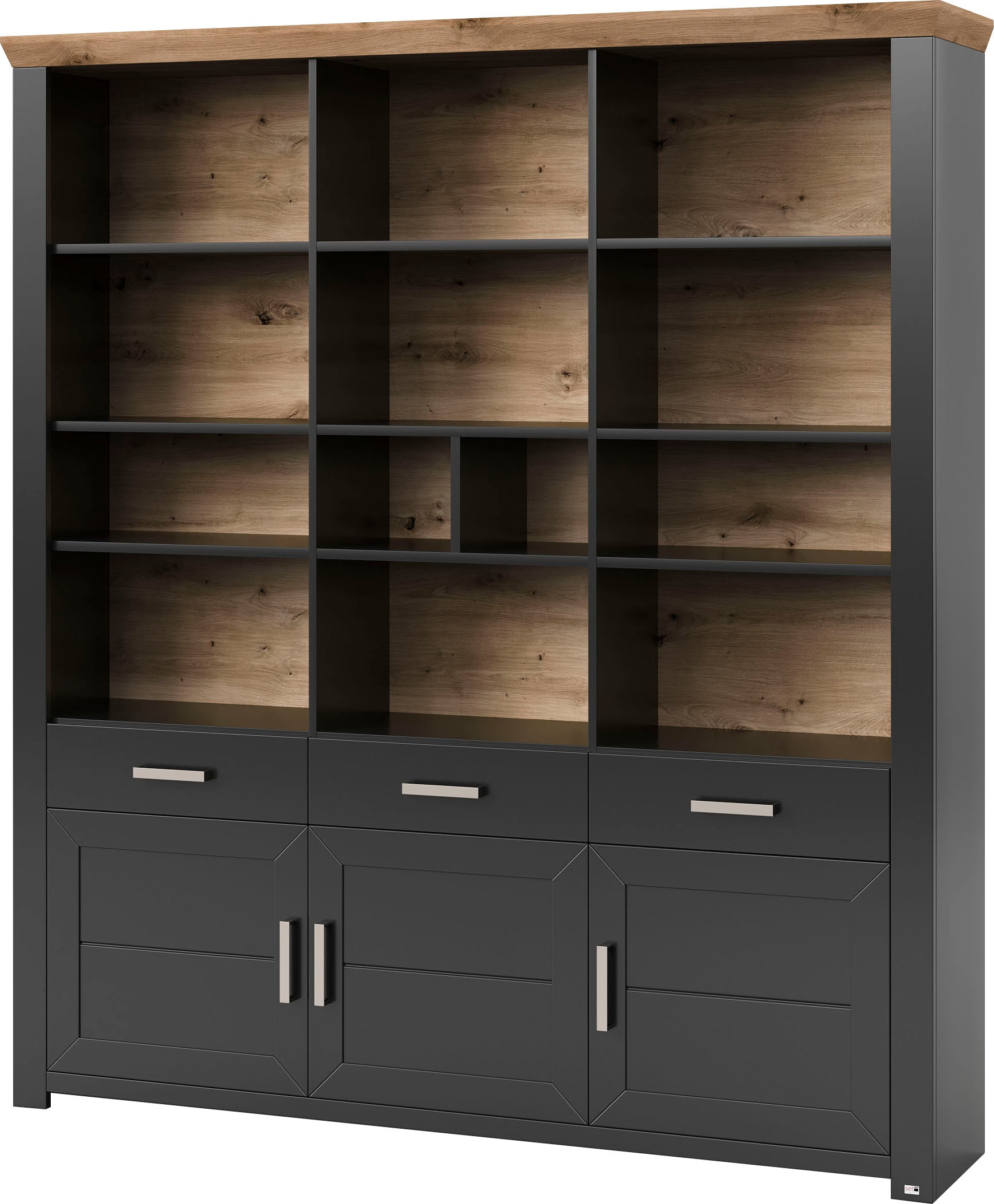 set one by Musterring Aktenregal »York«, offenes Design, wahlweise mit Beleuchtung, 3 Farben, Breite 184 cm