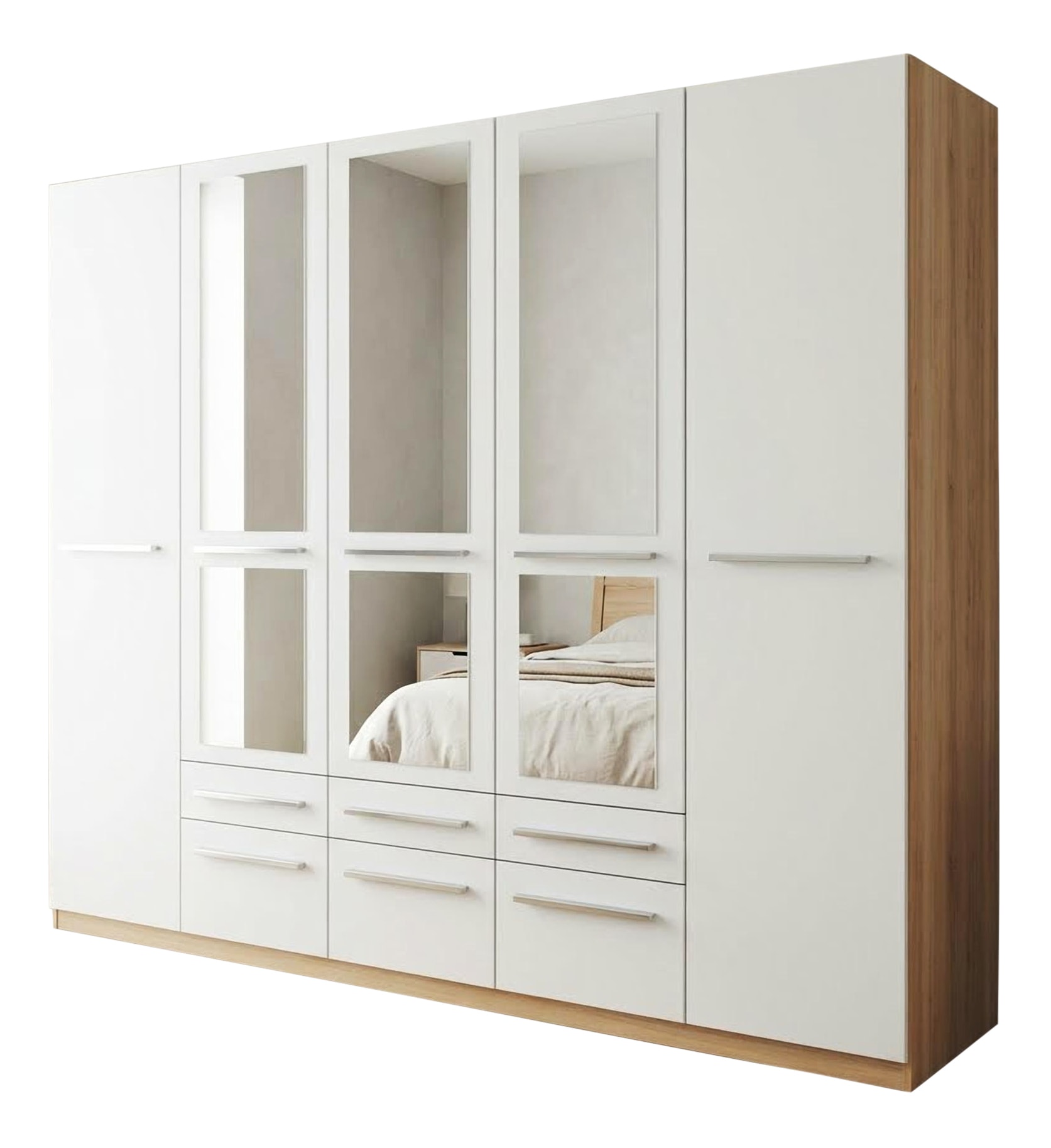 priess Kleiderschrank "Schrank Garderobe Wäscheschrank Barcelona in 5 Breiten" viel Stauraum, geräumige Schubkästen, mit Spiegel, MADE IN GERMANY