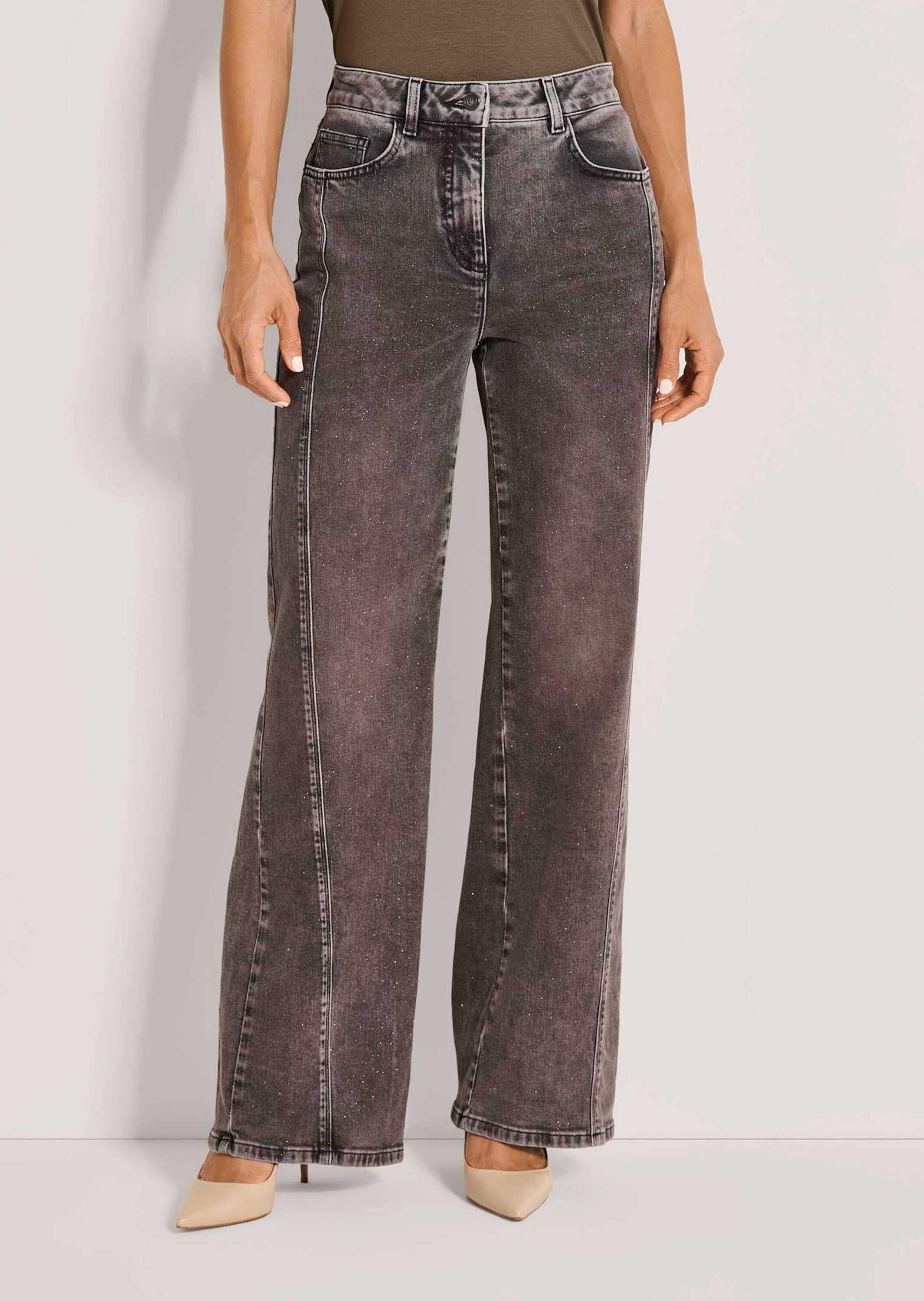 MADELEINE Regular-fit-Jeans »Hose Wide-Leg-Jeans mit Glitzer-Effekt«