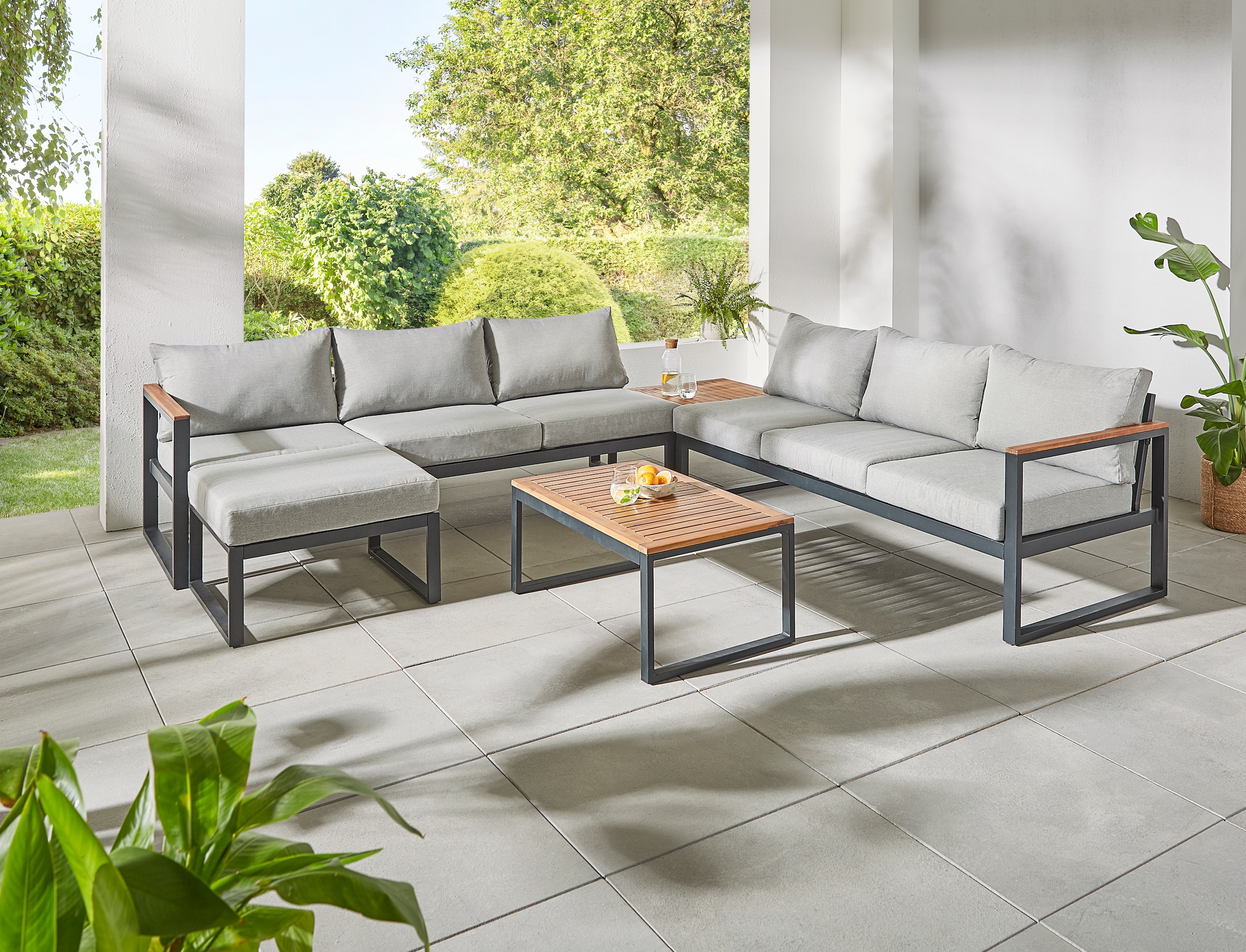 KONIFERA Gartenlounge-Set "Rhodos" Set, 2xBank,1xHocker, 1xTisch 65x50x37cm günstig online kaufen
