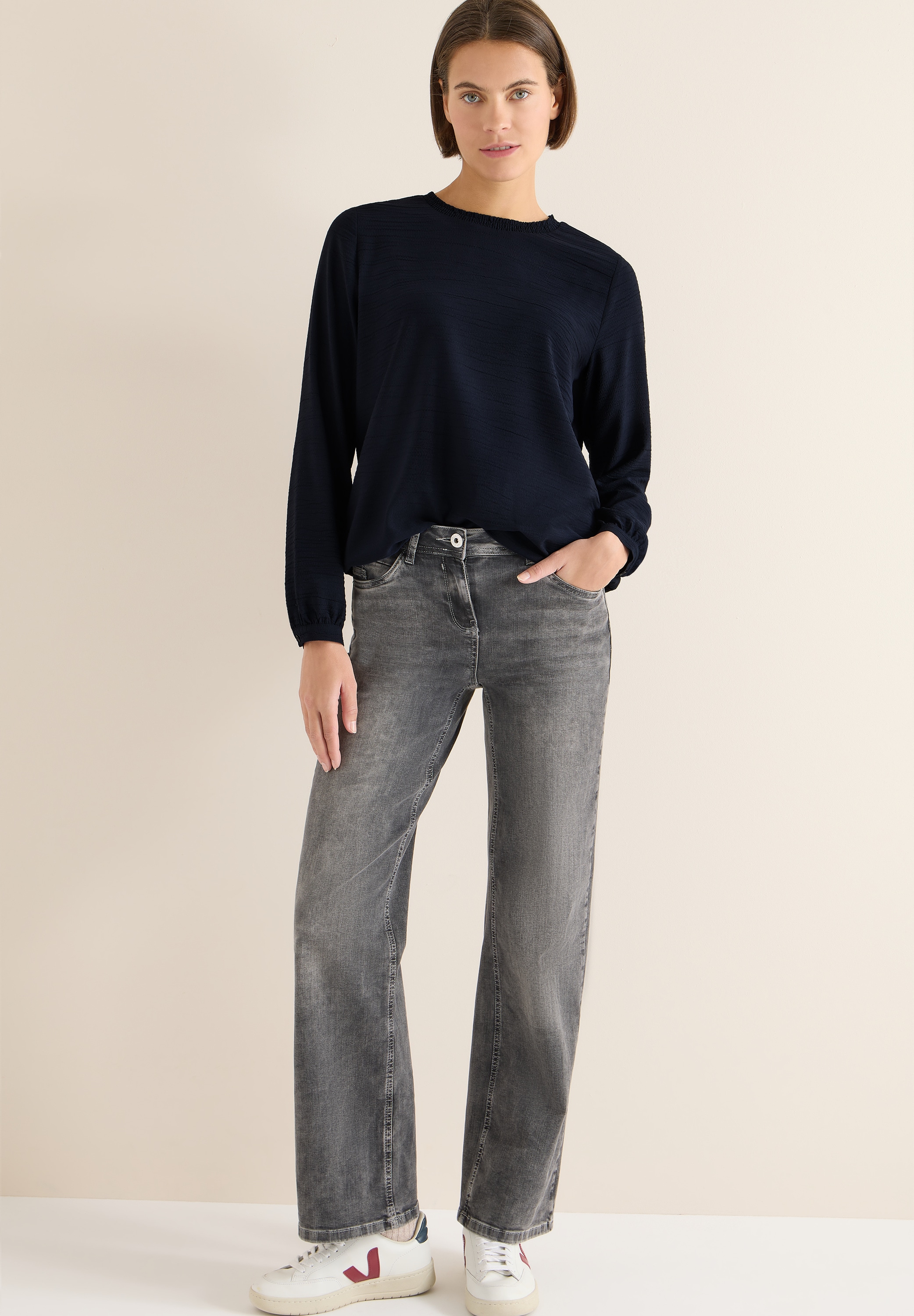 Cecil Langarmbluse mit Smock-Ausschnitt