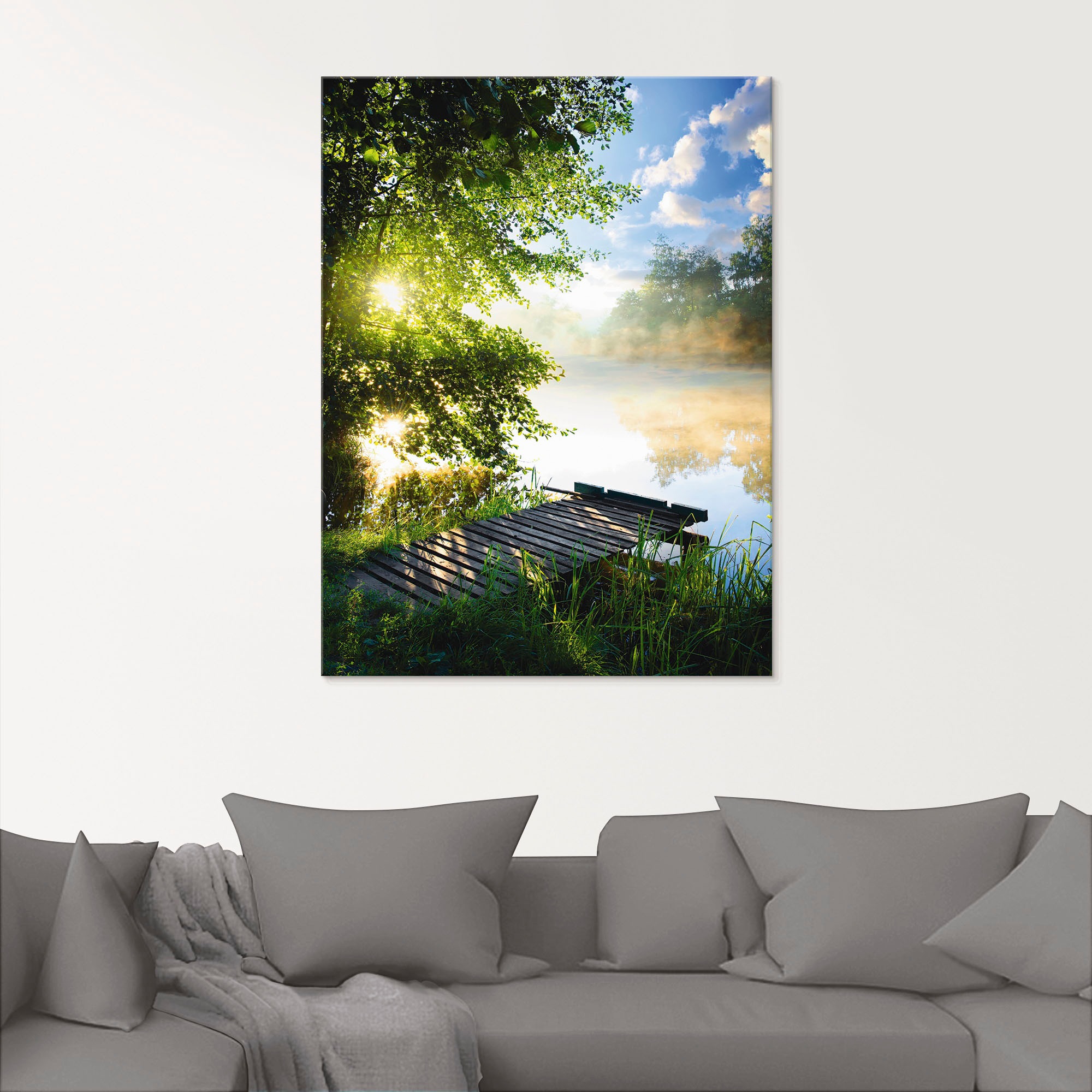 Artland Glasbild "Angelsteg am Morgen" Gewässer 1 Stk. tlg. in verschiedene günstig online kaufen