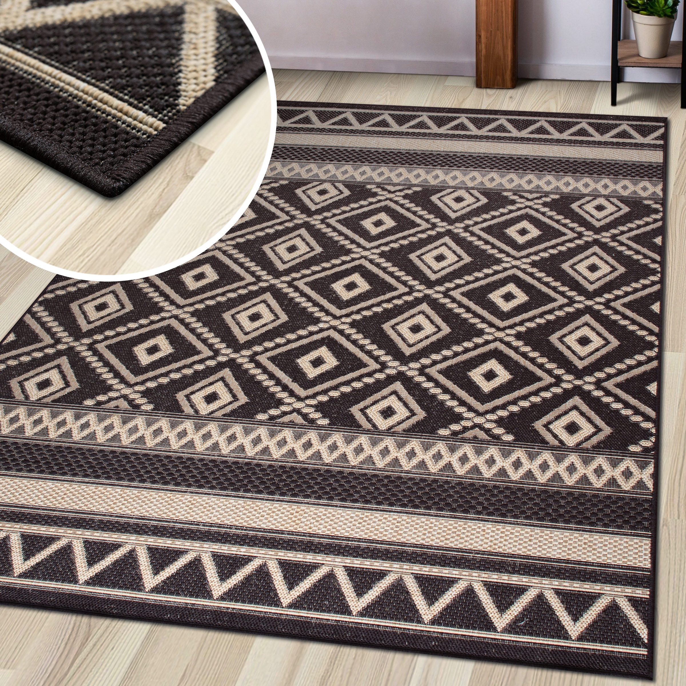 my home Teppich »Toronto auch als Läufer erhältlich«, rechteckig, 3 mm Höhe, In- und Outdoor geeignet, Sisal-Optik, Wetterfest & UV-beständig, Boho