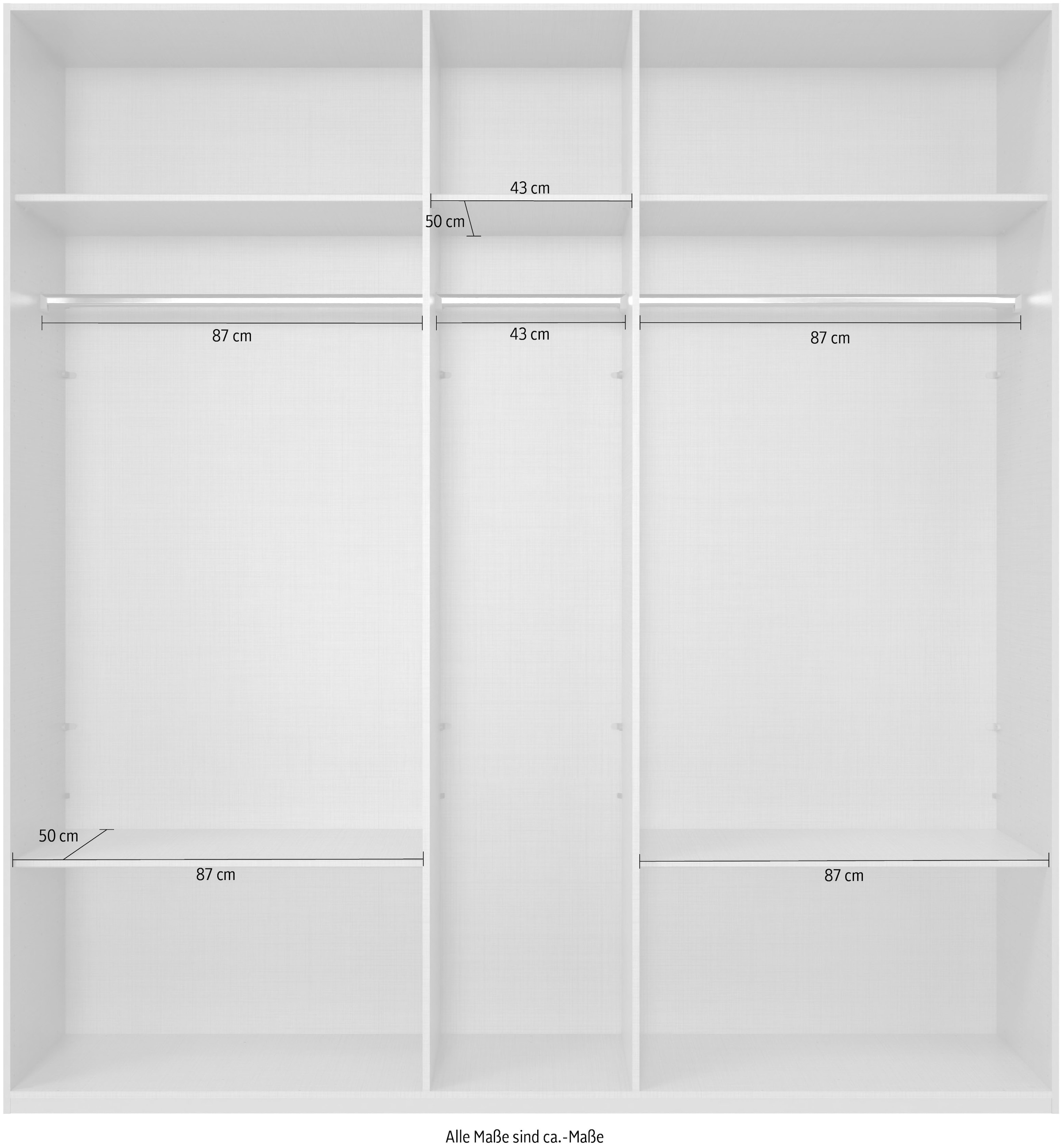 Wimex Kleiderschrank »Mugano, in 5 Breiten und 2 Höhen, Made in Germany«, (in Basic oder Premium Ausstattung mit 2 weiteren Einlegeböden), mit langen Griffstangen aus Metall, wahlweise mit oder ohne Spiegel