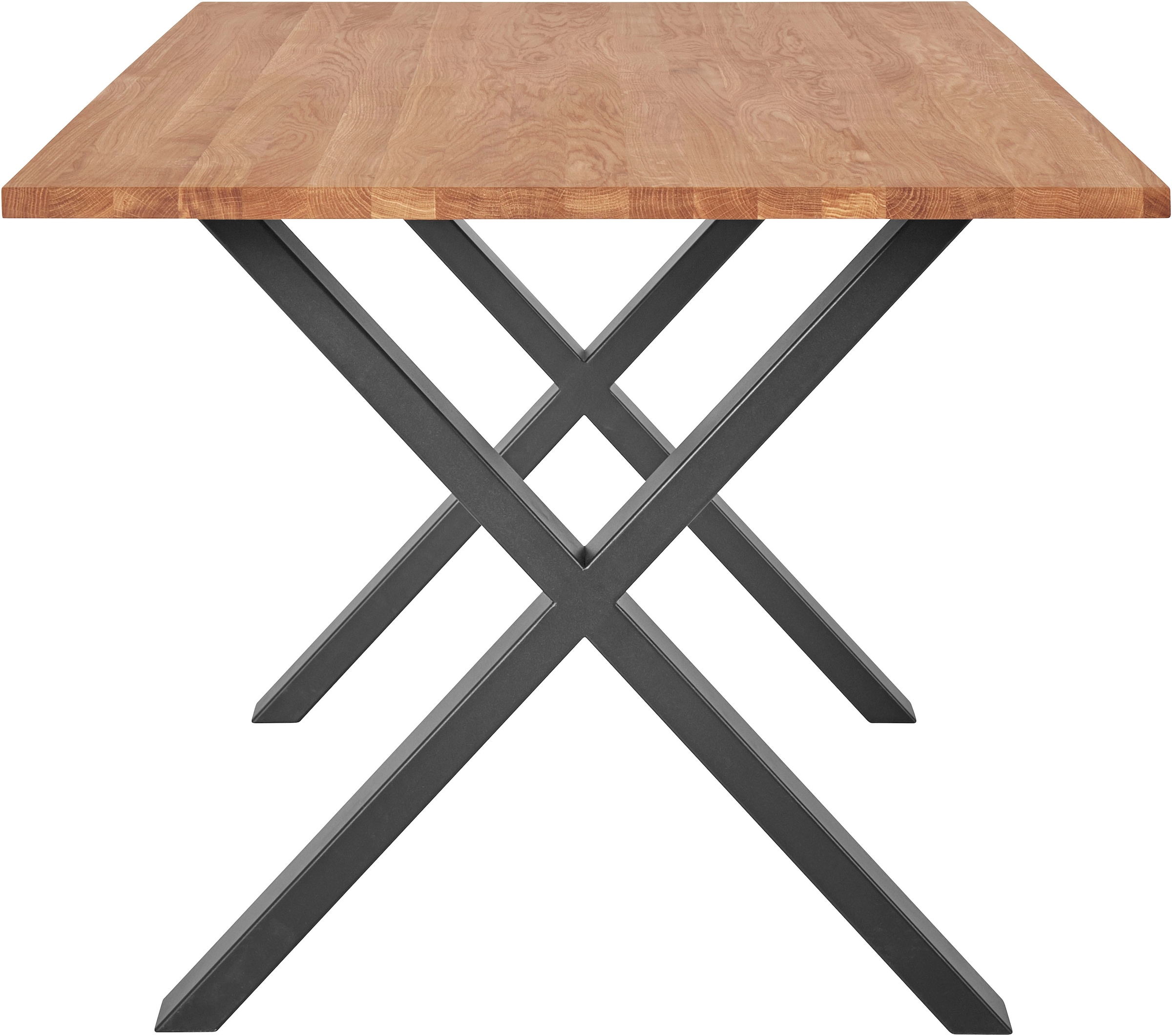 andas Esstisch, Tischplatte aus massiver Eiche, aus Metall Massivholz, bestellen | BAUR Gestell FSC®