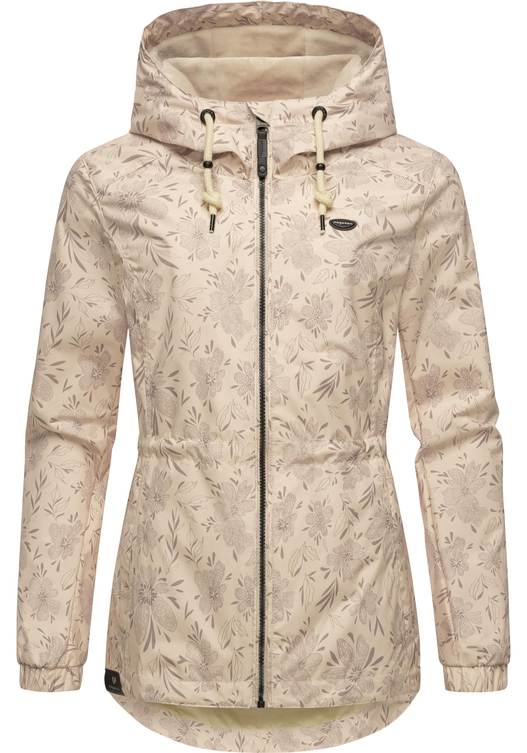 Ragwear Outdoorjacke "Dankka Spring" mit Kapuze Wasserdichte Damen Jacke mit floralem Allover-Print