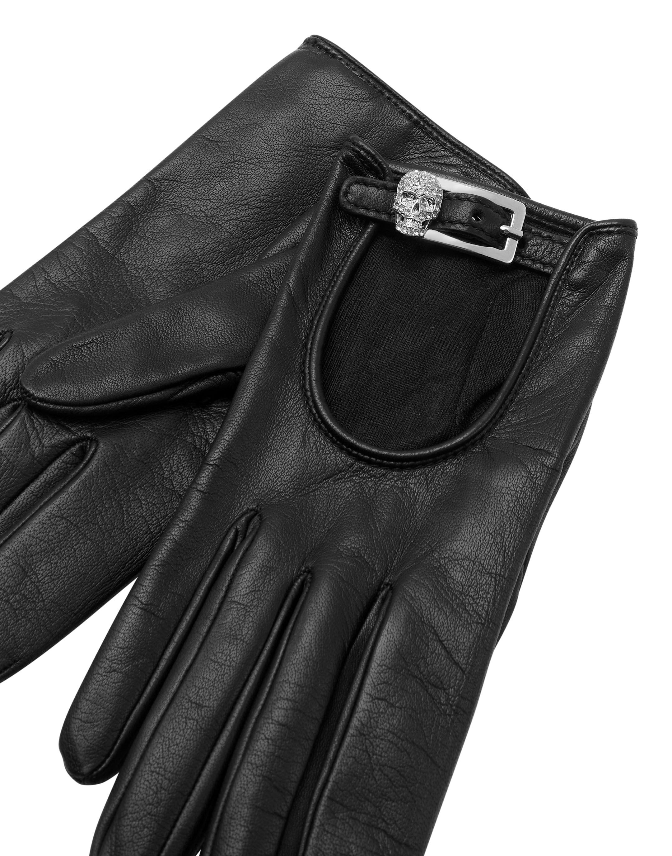 PHILIPP PLEIN Lederhandschuhe »Skull Mit Schmucksteinen«