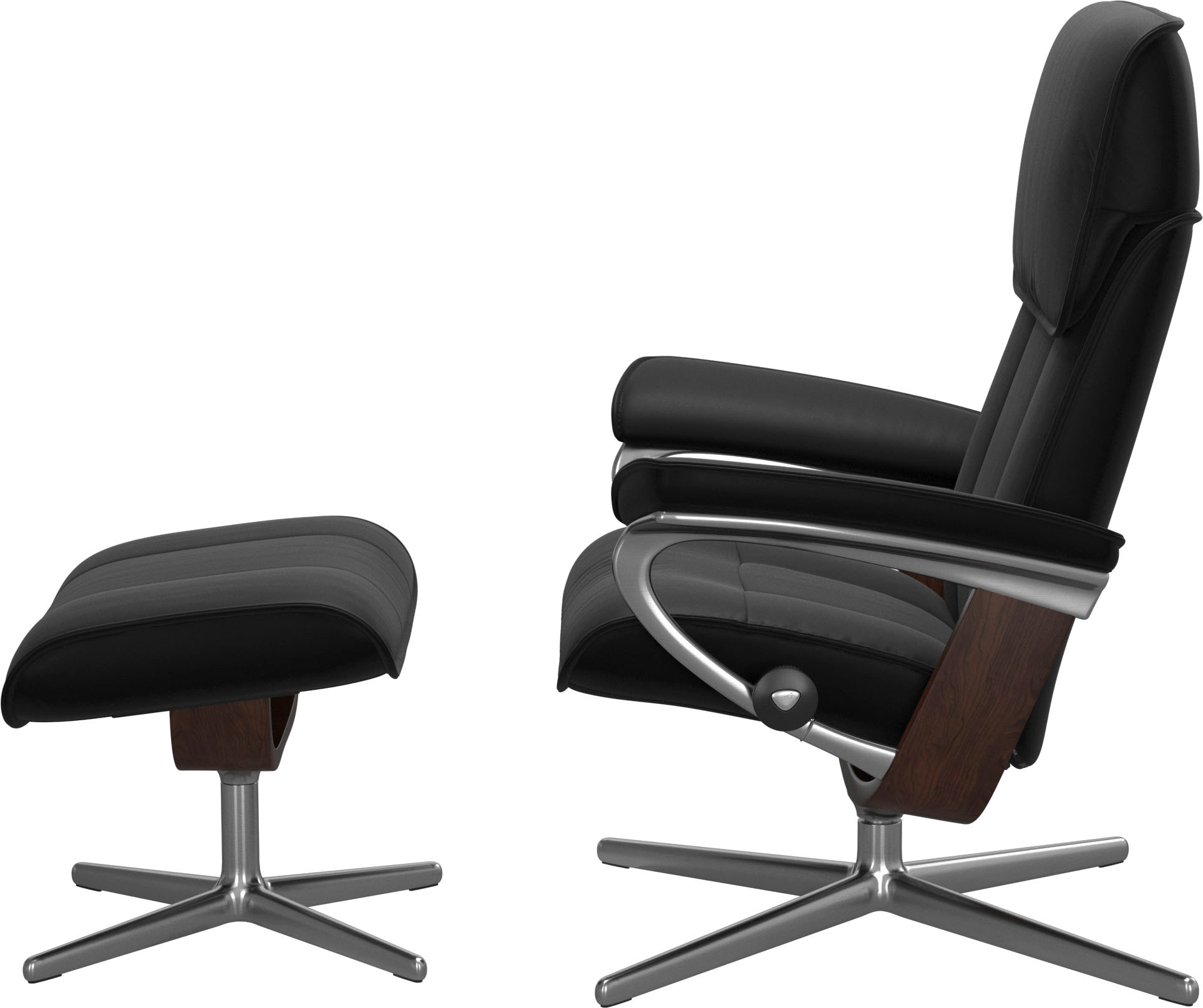 Fußhocker STRESSLESS "Admiral", schwarz (schwarz batick), B:55cm H:41cm T:39cm, Leder BATICK: BATICK ist ein leicht korrigiertes, durchgefärbtes und genarbtes Möbelleder, bei dem die meisten Unebenheiten und Spuren in der Regel entfernt wurden., Hocker, F 3