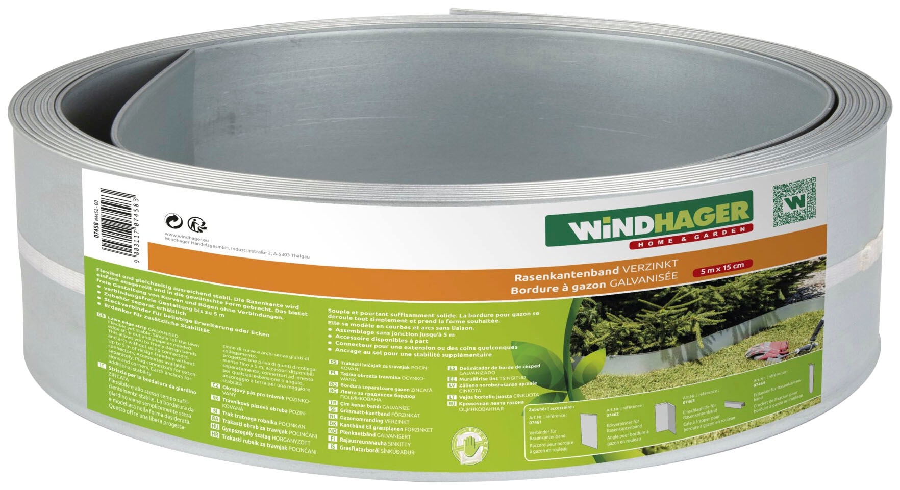 Windhager Rasenkante "verzinkt, Rasenkantenband zur Beeteinfassung und Abgrenzung" Mähkante flexibel 15 cm x 5 m