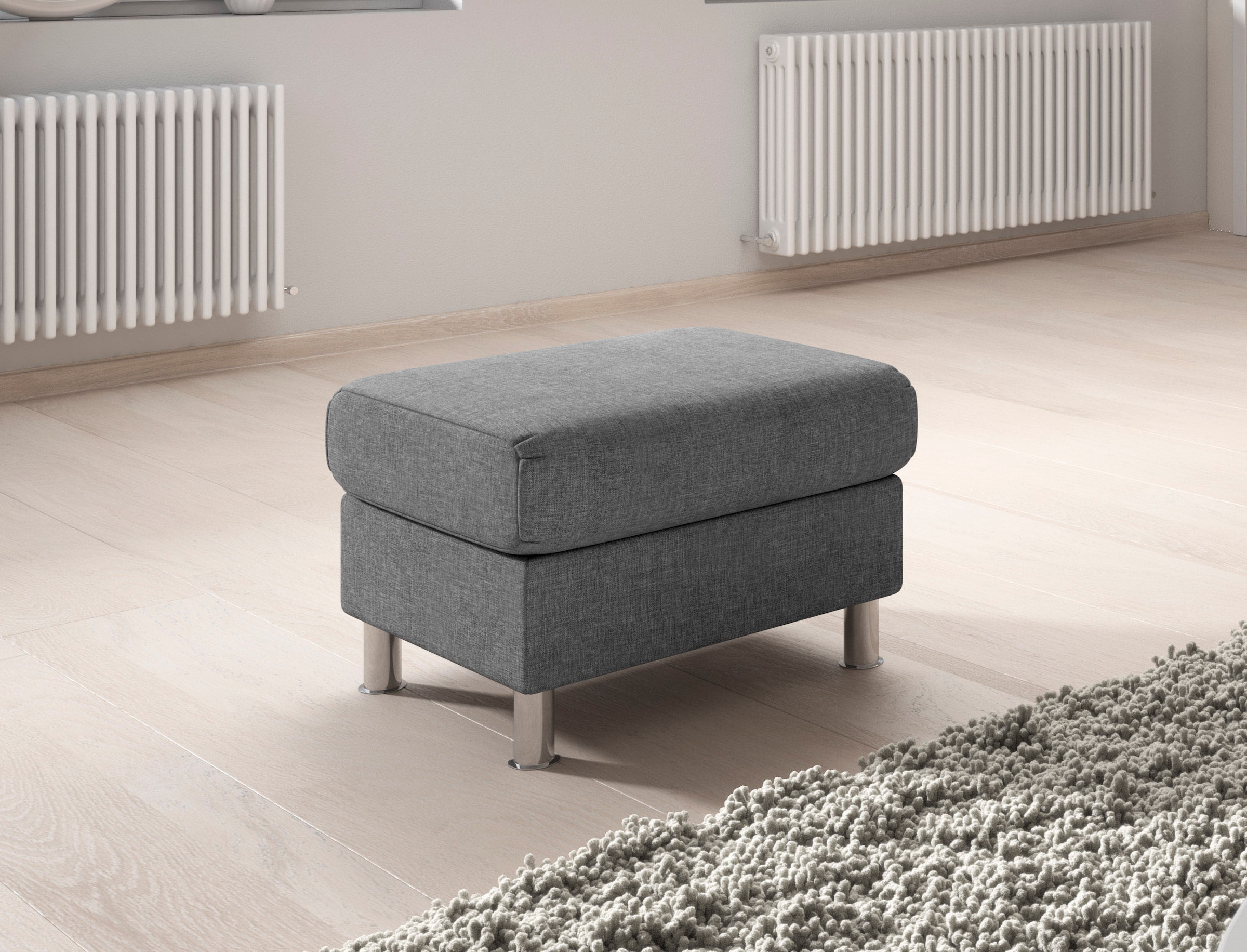 TRENDMANUFAKTUR Hocker »Rondo II zeitlos und bequem«, wahlweise mit komfortablem Federkern, frei im Raum stellbar