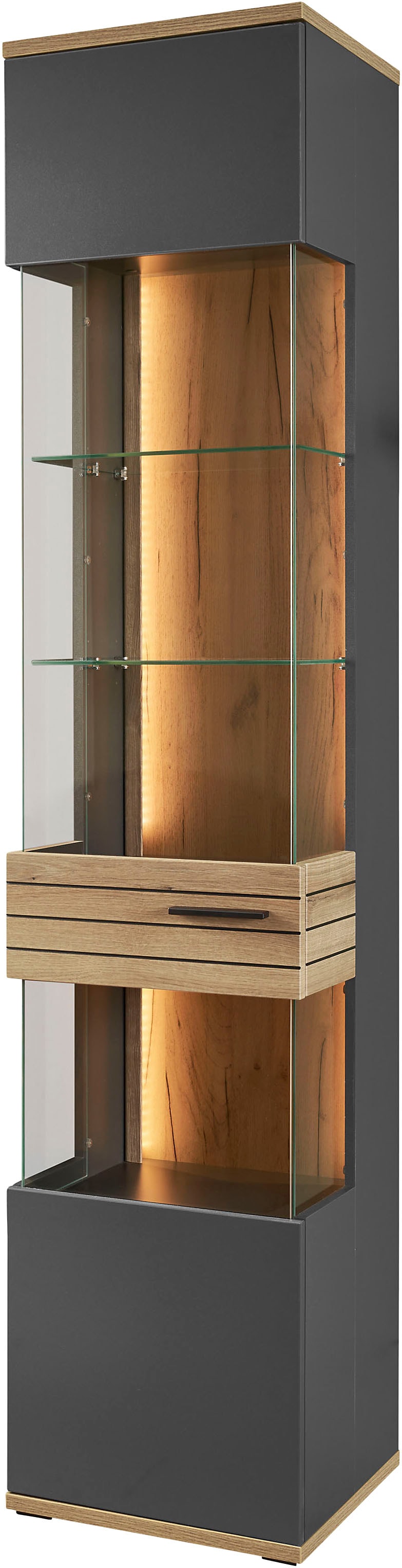 set one by Musterring Vitrine »Quincy« 1 Stk. tlg. Spiegelbildlich montierbar, in 2 Farben erhältlich, 204,7 cm hoch