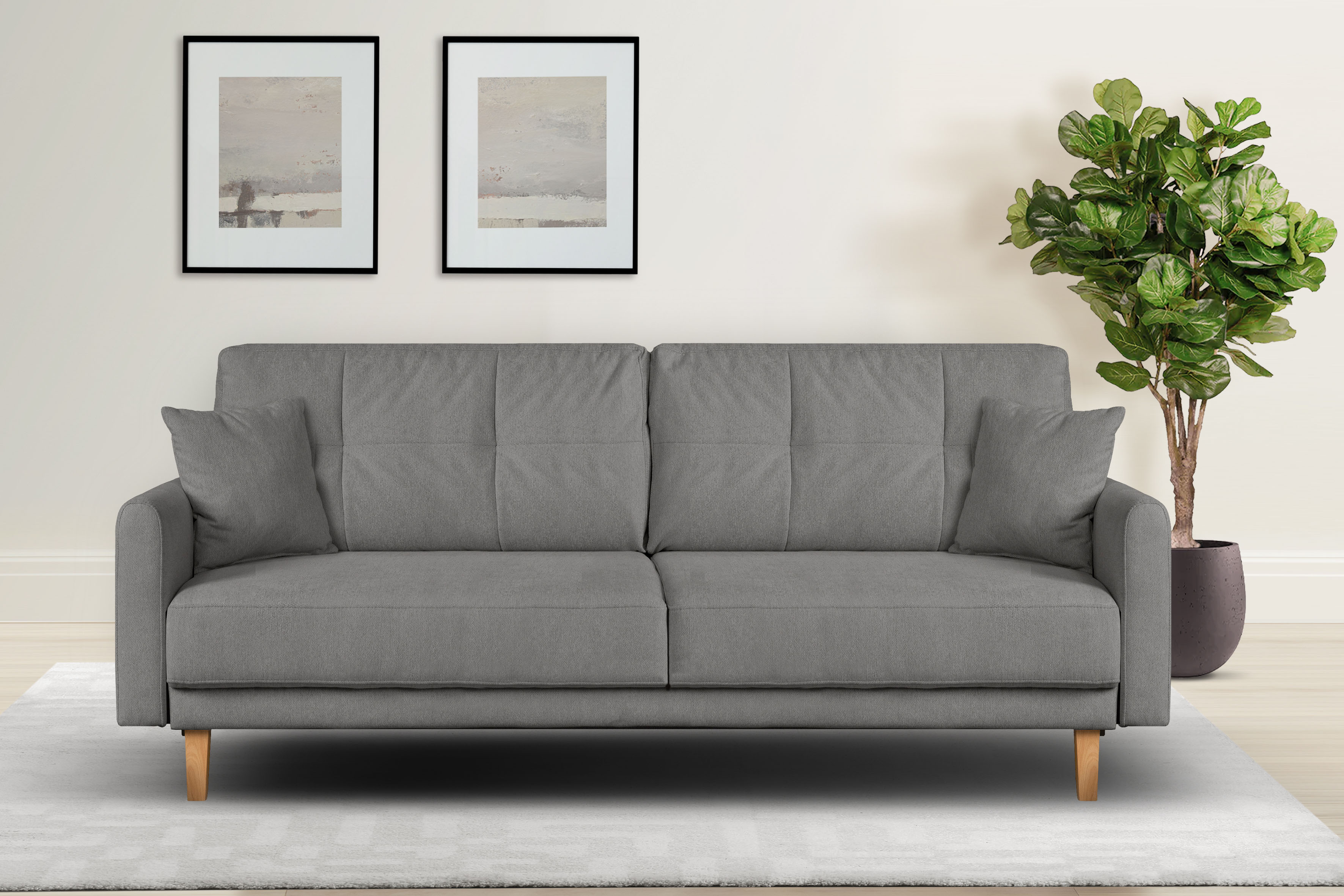 OTTO home 2-Sitzer "TRIPLO mit Wellenunterfederung, Maße B/T/H: 165/100/89 cm" Sofa mit Steppung im Rückenbereich, incl. Rückenkissen und Zierkissen