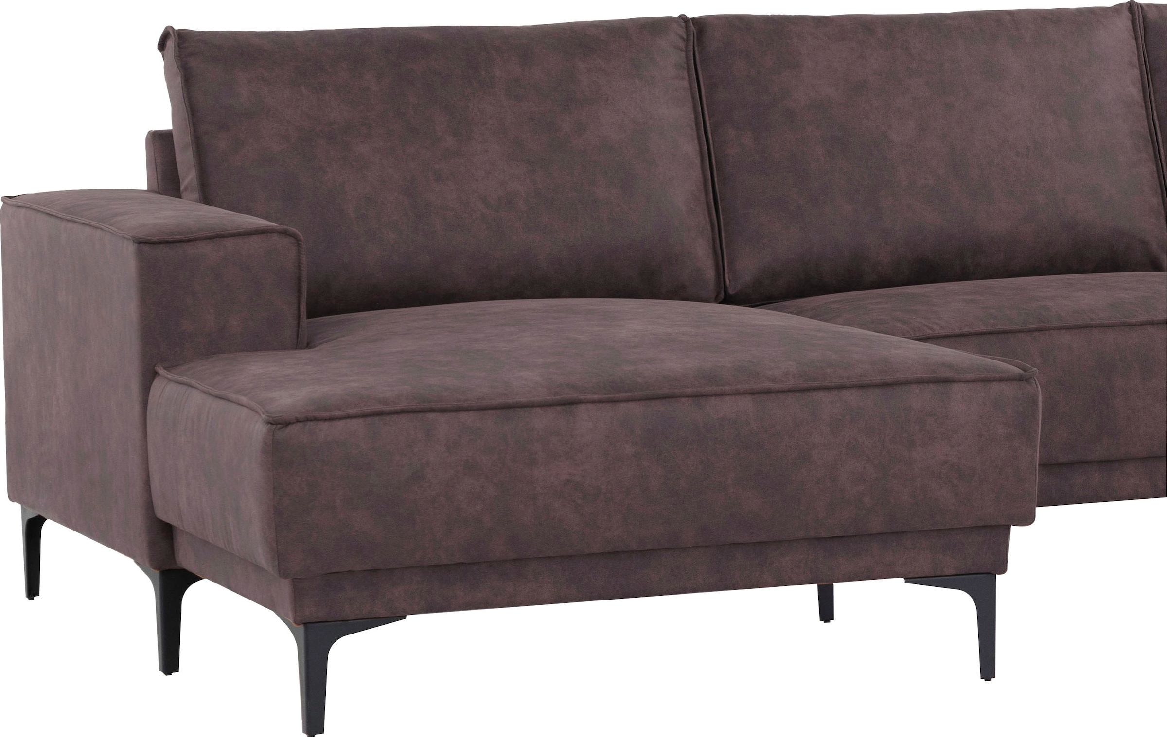 Places of Style Wohnlandschaft »XXL Sofa Oland, Struktur, Flachgewebe, Luxus-Microfaser, Boucle«, U-Form, 345 cm, Wellenunterfederung, Skandi-Design, Metallfüße