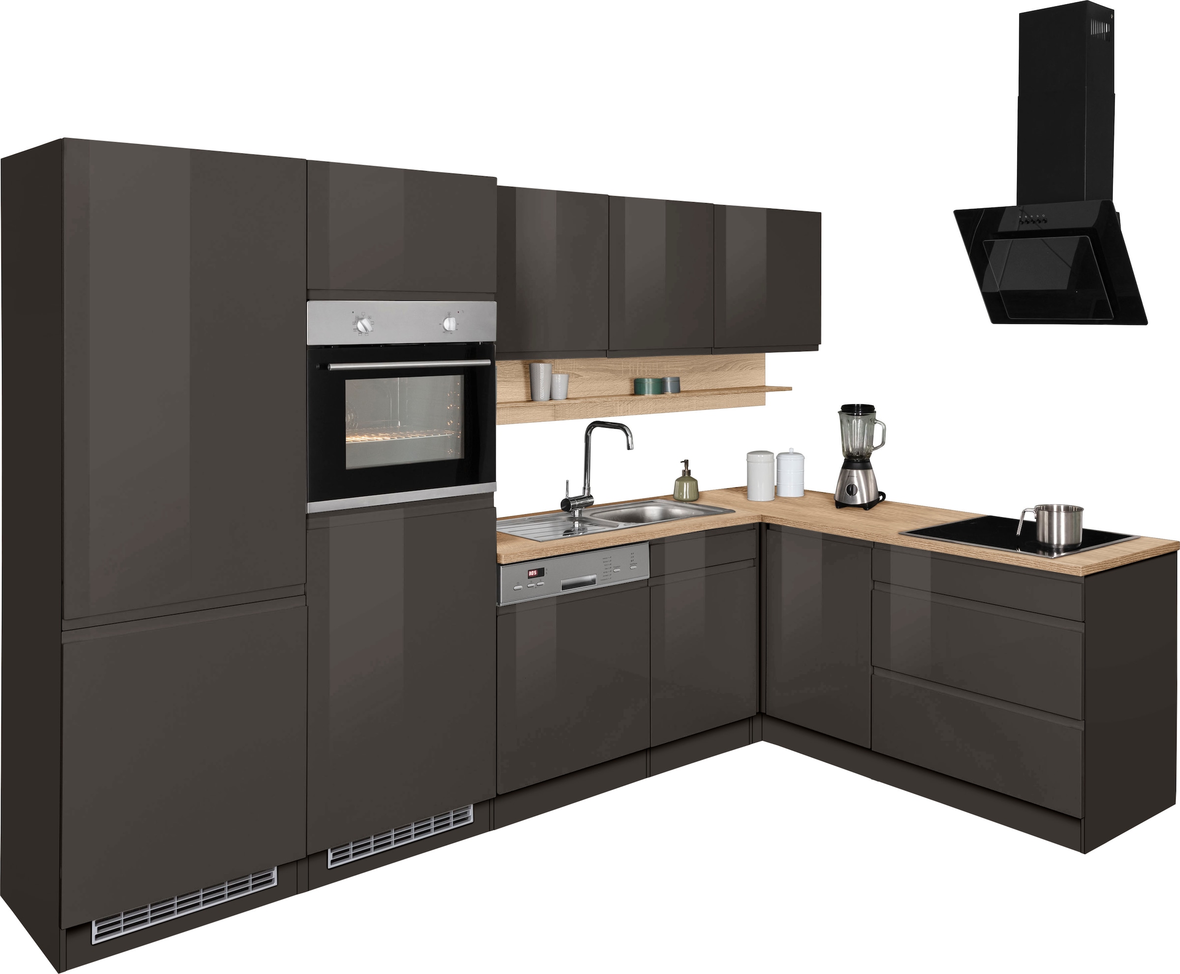 KOCHSTATION Winkelküche »KS-Virginia«, Stellbreite 290/190 cm cm, wahlweise mit Induktion