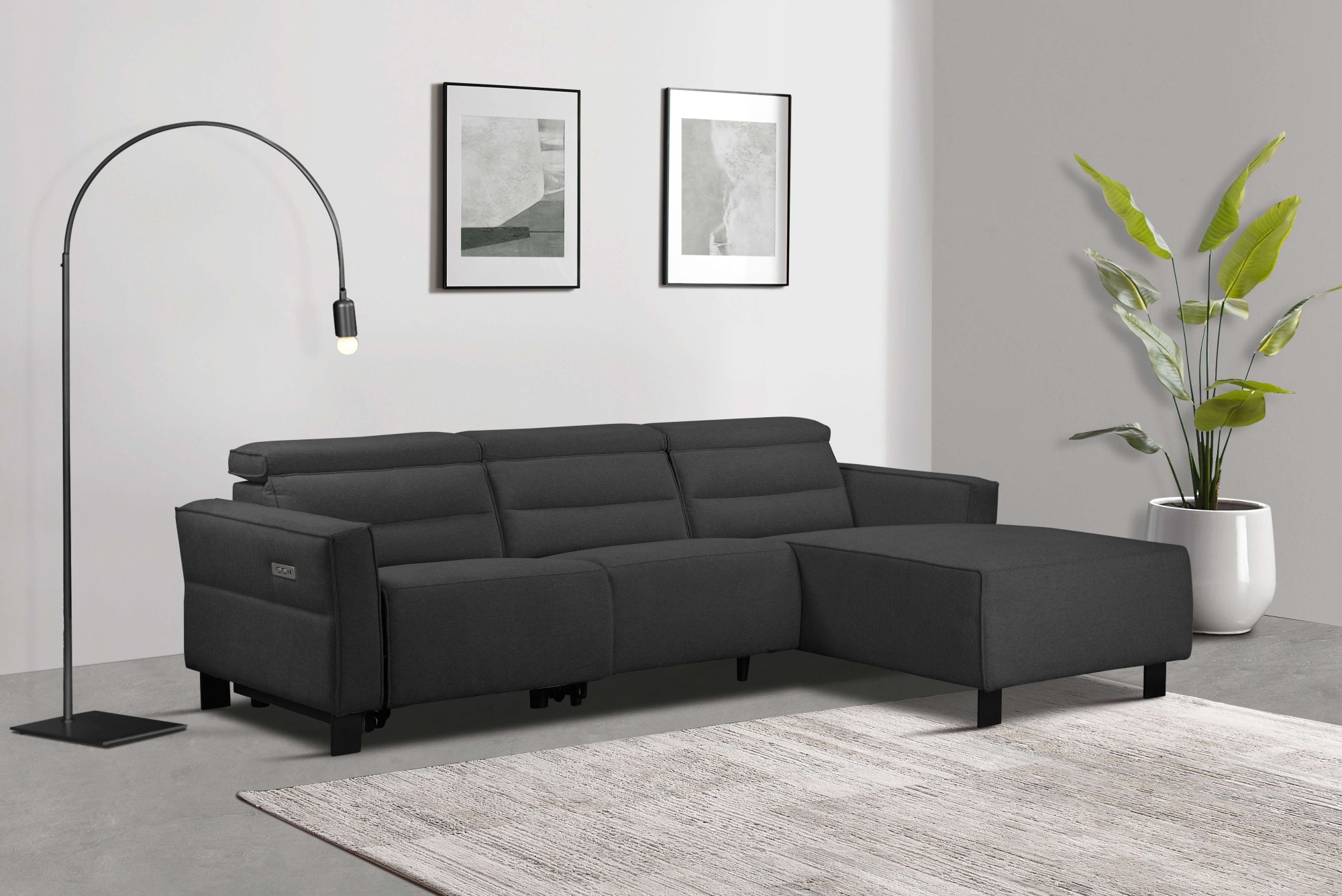 Places of Style Ecksofa »Carpari, L-Form, 263 cm, manuelle o. elektrische Relaxfunktion,«, USB A/C und Kopfteilverstellung