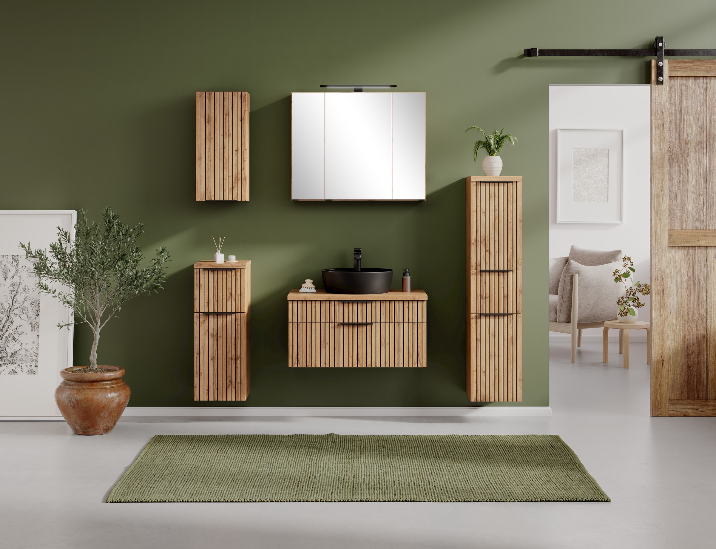 welltime Midischrank, Welltime, Breite 30 cm, reversibel, 2 Türen, 1 Auszug