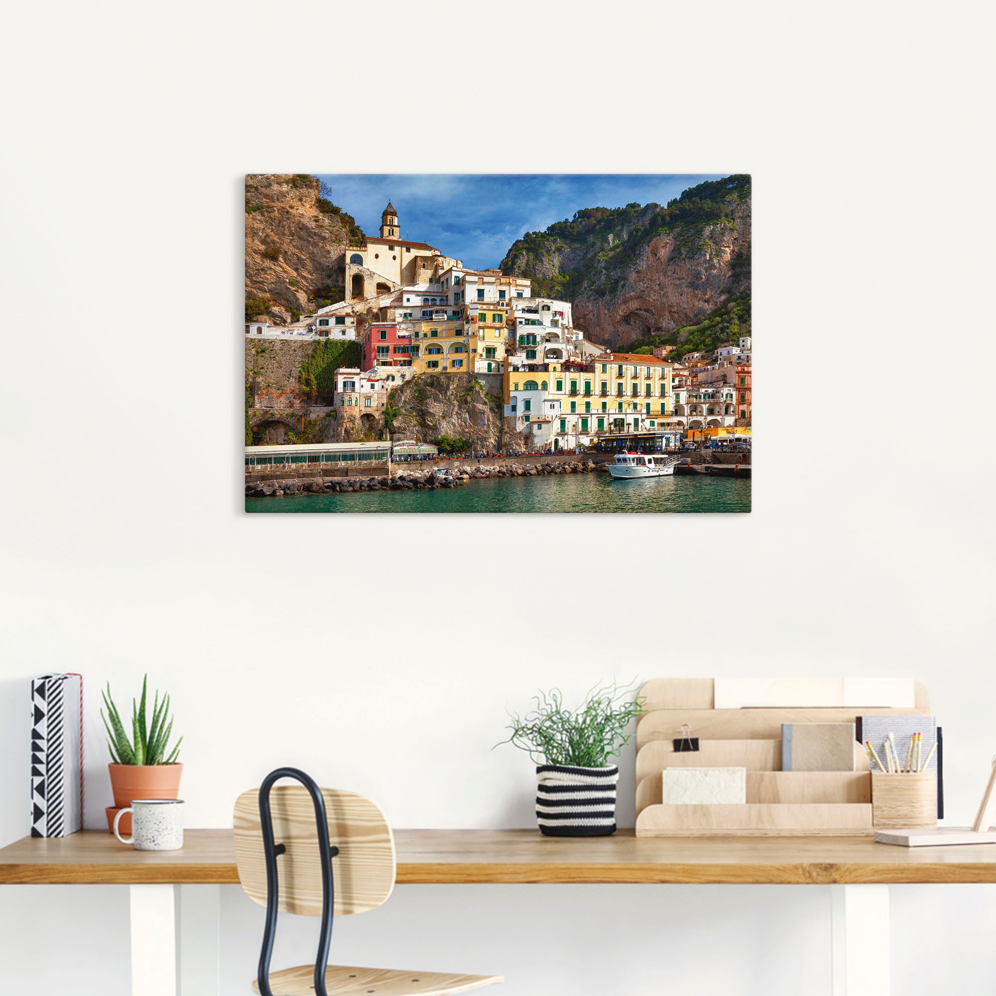 Artland Wandbild »Hafen Poster der Alubild, Wandaufkleber Leinwandbild, versch. als kaufen von | BAUR Italien, oder St.), Amalfiküste«, in an (1 Amalfi Größen
