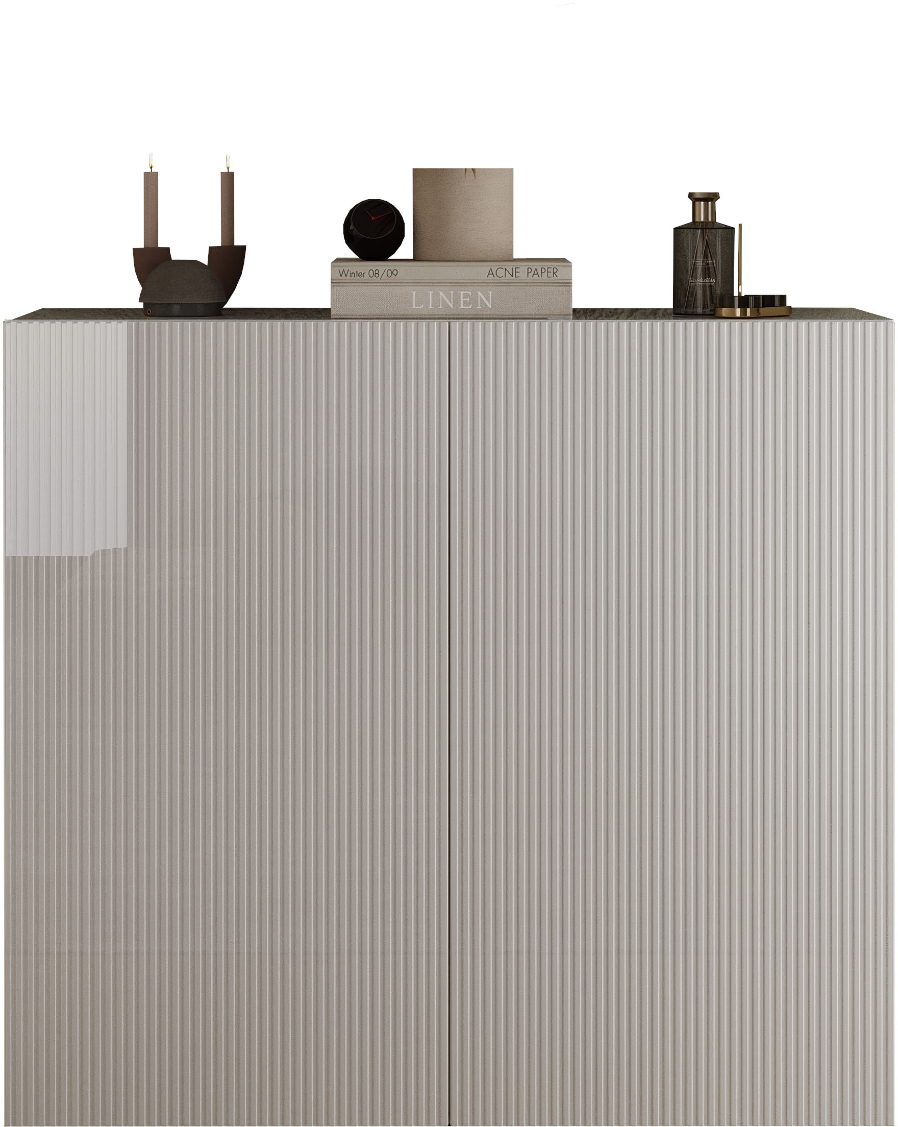 INOSIGN Highboard »Rio Höhe 111 cm u. Breite 120 cm, Kommode mit 2 Türen,«, geriffelte Front, modern u. elegant, viel Stauraum