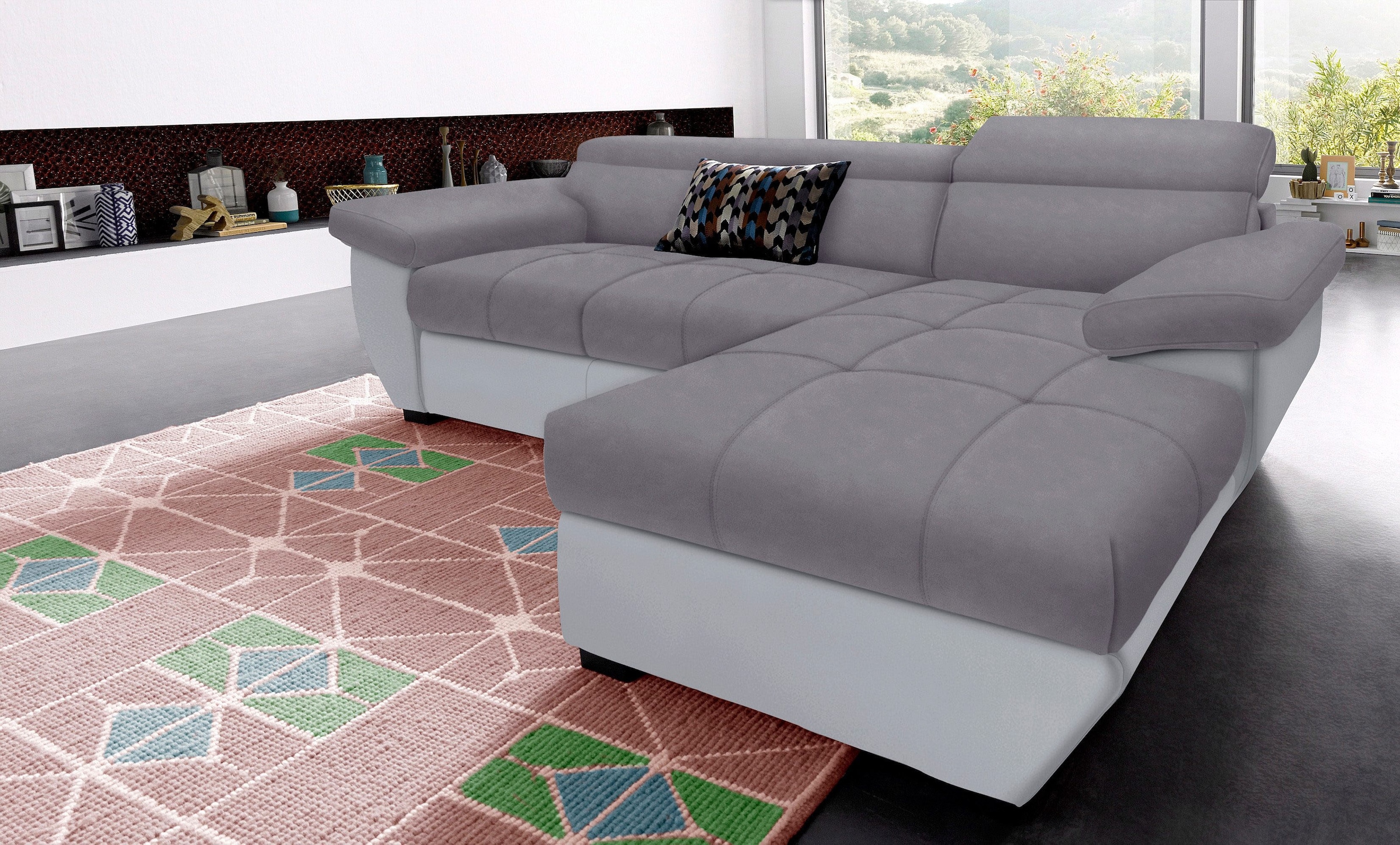 COTTA Ecksofa "Speedway L-Form" mit Kopfteilverstellung, wahlweise mit Schlaffunktion & Bettkasten