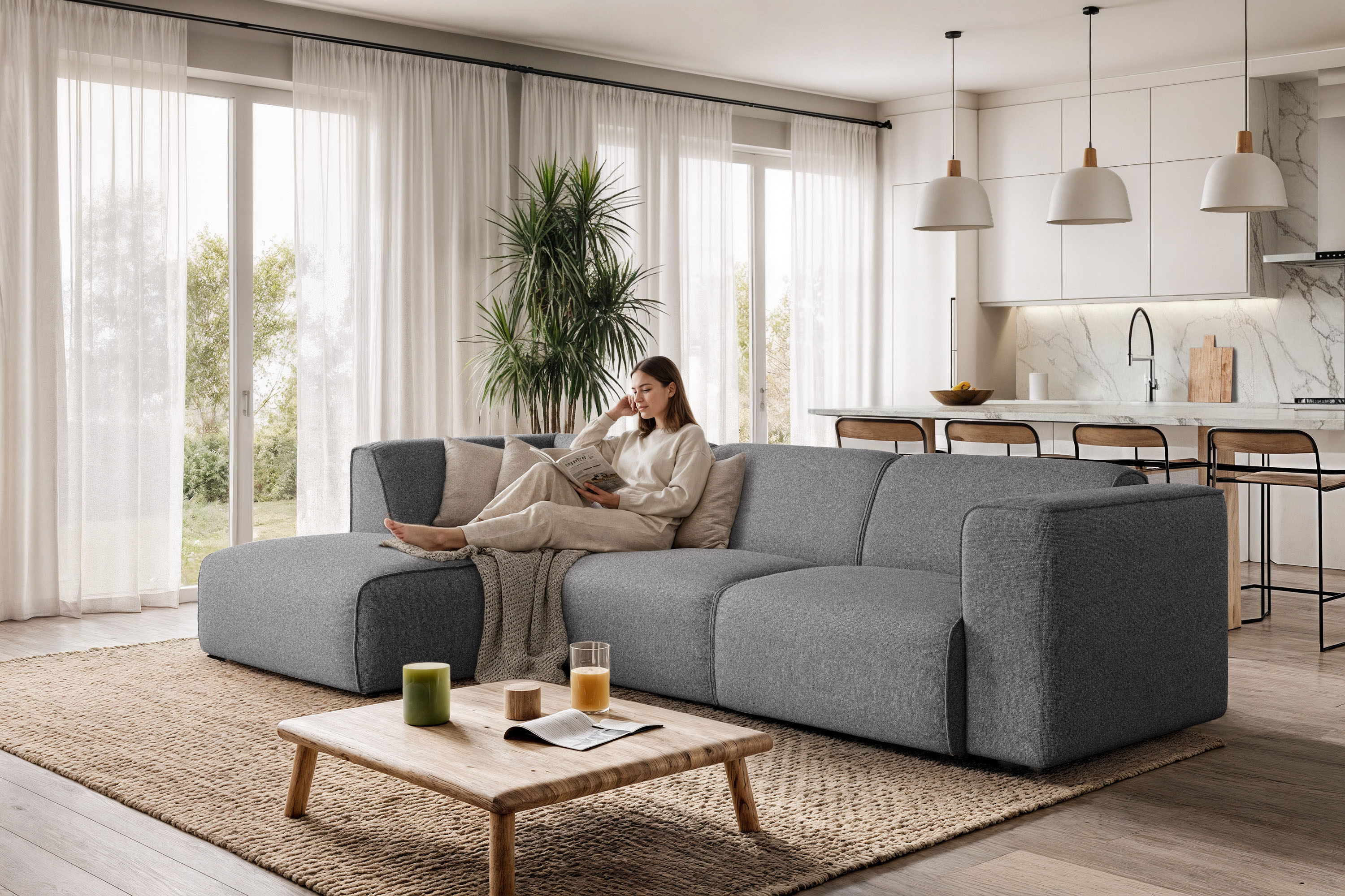 OTTO home Ecksofa "Merid L-Form, B: 295 cm - OTTO. Verlässliche Qualität." jederzeit durch Module erweiterbar