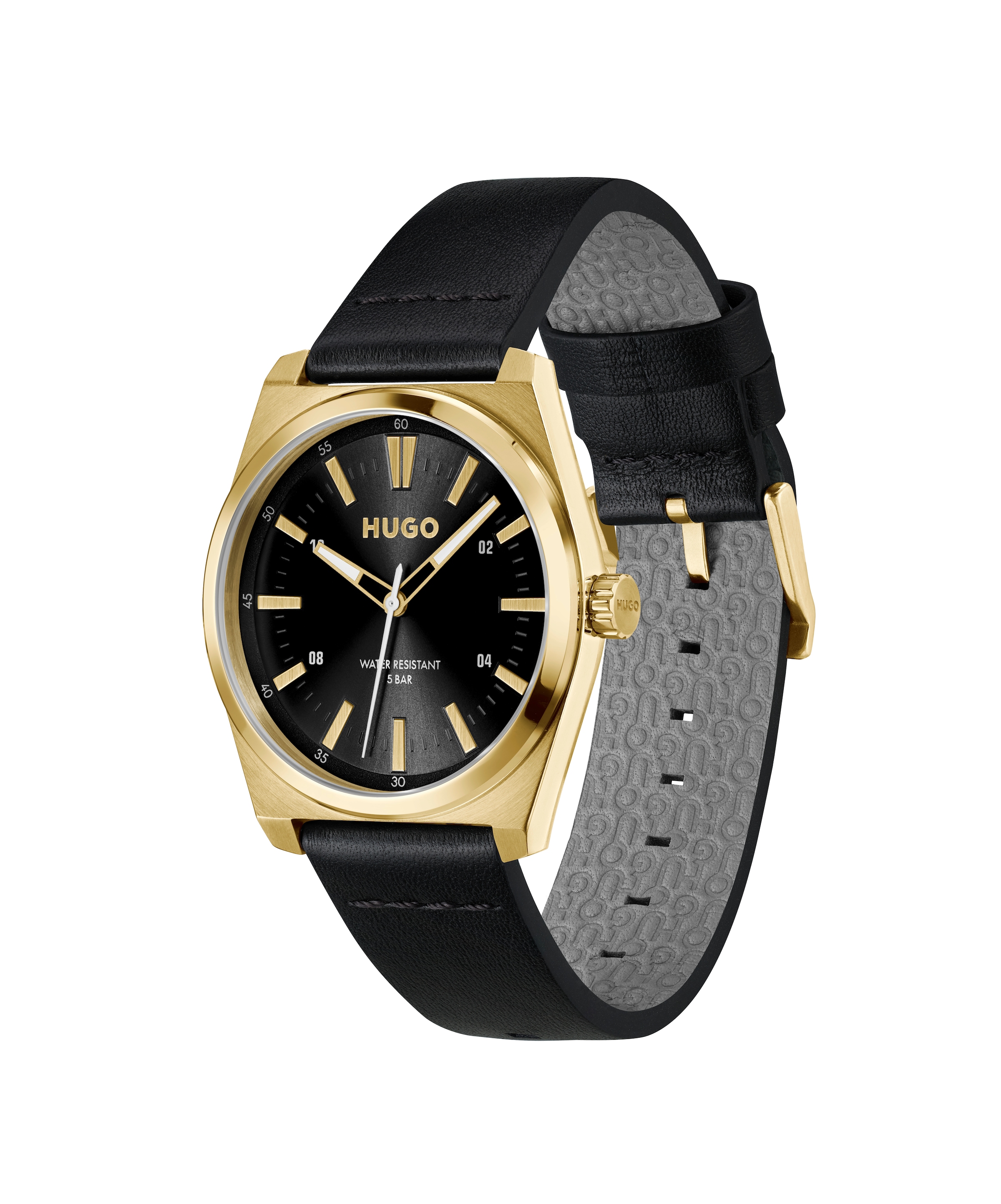 HUGO Quarzuhr »#ARK«, Armbanduhr, Herrenuhr, Lederarmband, analog