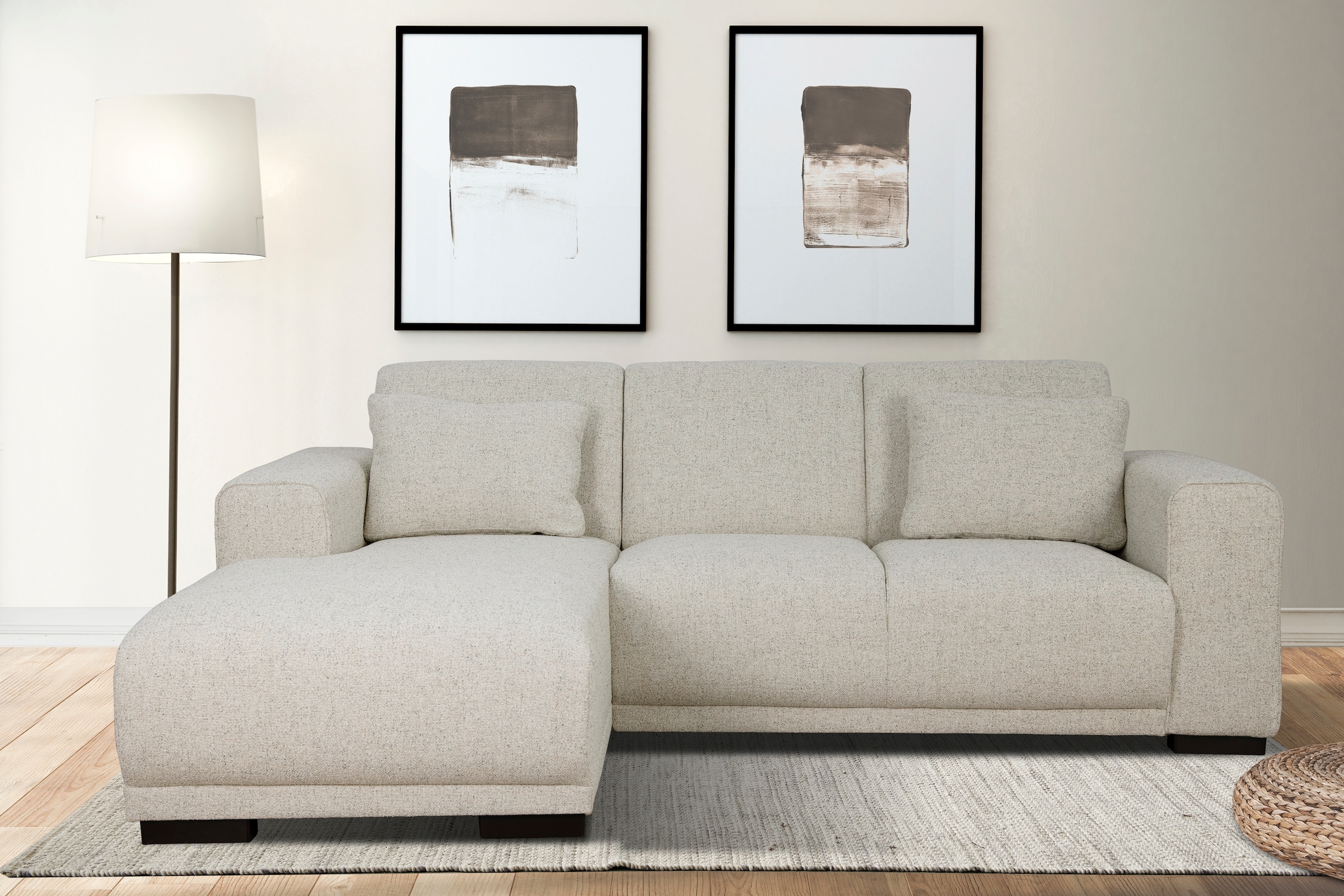 OTTO home Ecksofa "BORNHOLM L-Form, B: 234 cm - OTTO. Verlässliche Qualität." Recamiere links oder rechts bestellbar, Wellenfederung, inkl. 2 Kissen