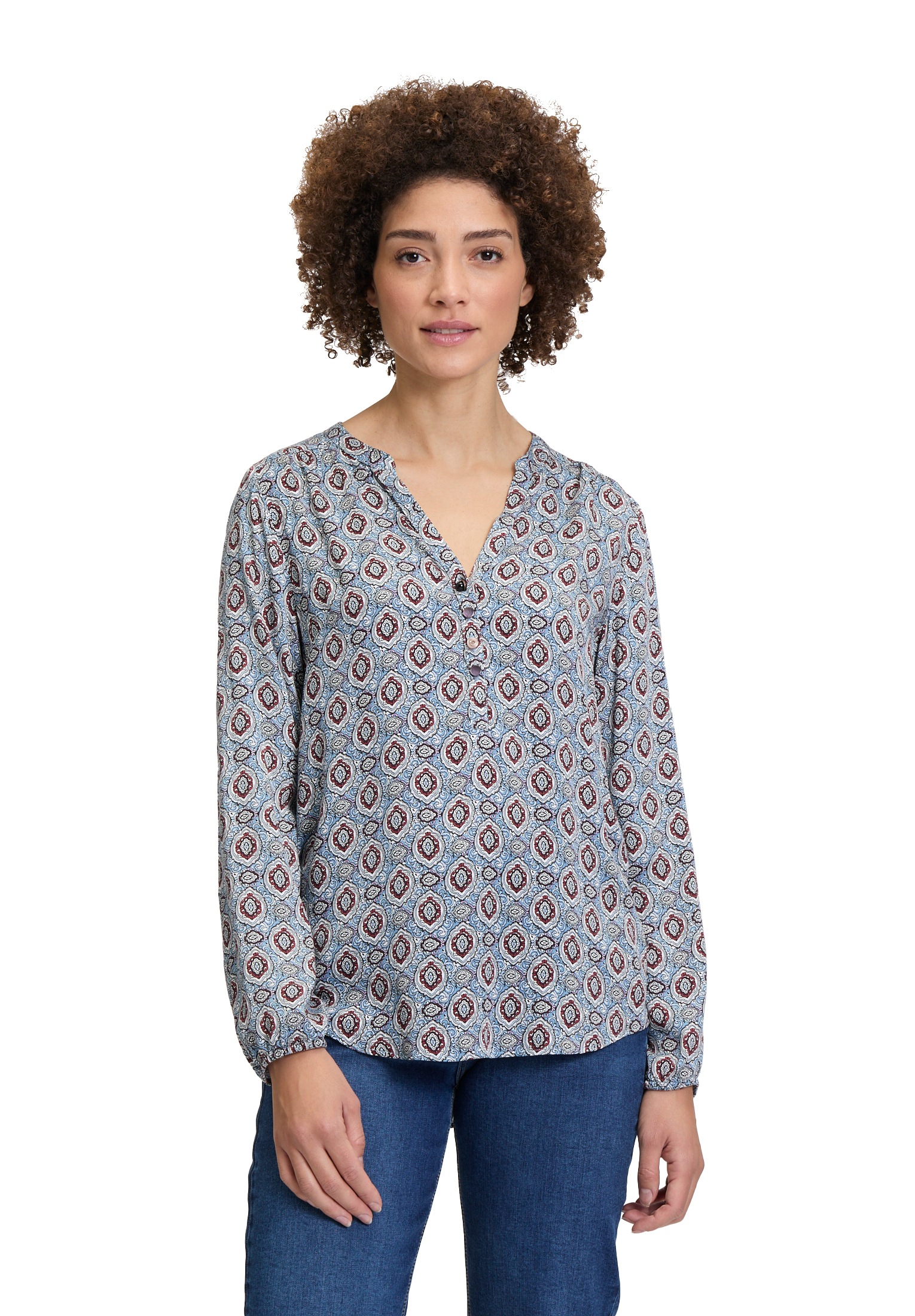 Cartoon Schlupfbluse "Cartoon Damen Casual-Bluse mit Muster" günstig online kaufen