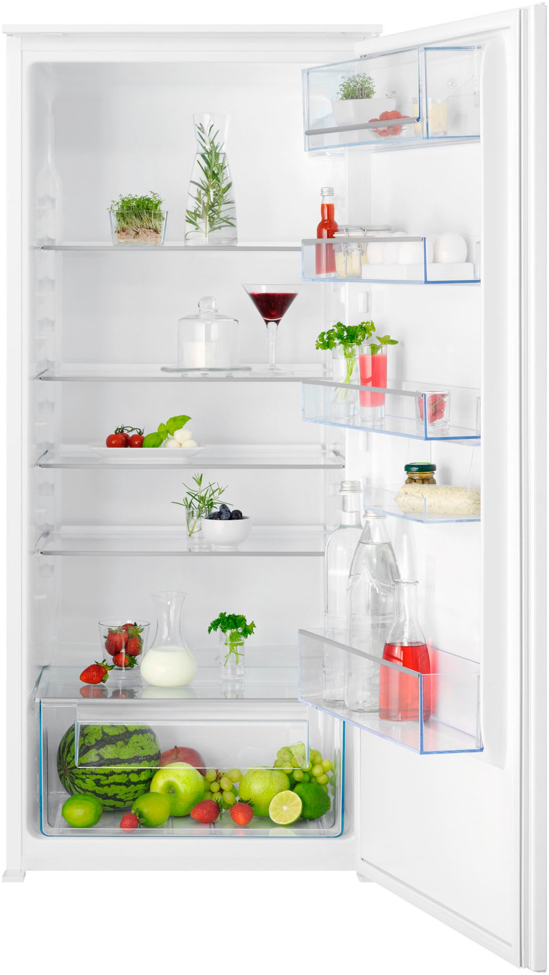 AEG Einbaukühlschrank "TSK5O121ES", Rechtsanschlag, wechselbar, silber, Kühlschränke, 98 L, LowFrost-weniger Eisbildung, Temperaturalarm, Schlepptür