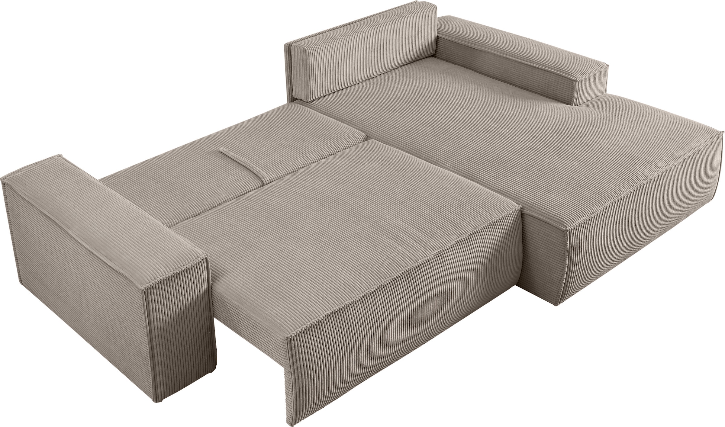 Home affaire Ecksofa »SHERWOOD Schlafsofa 267 cm, L-Form,« Schlaffunktion mit Bettkasten (210x136 cm), Cord, Vintage, Samtvelours