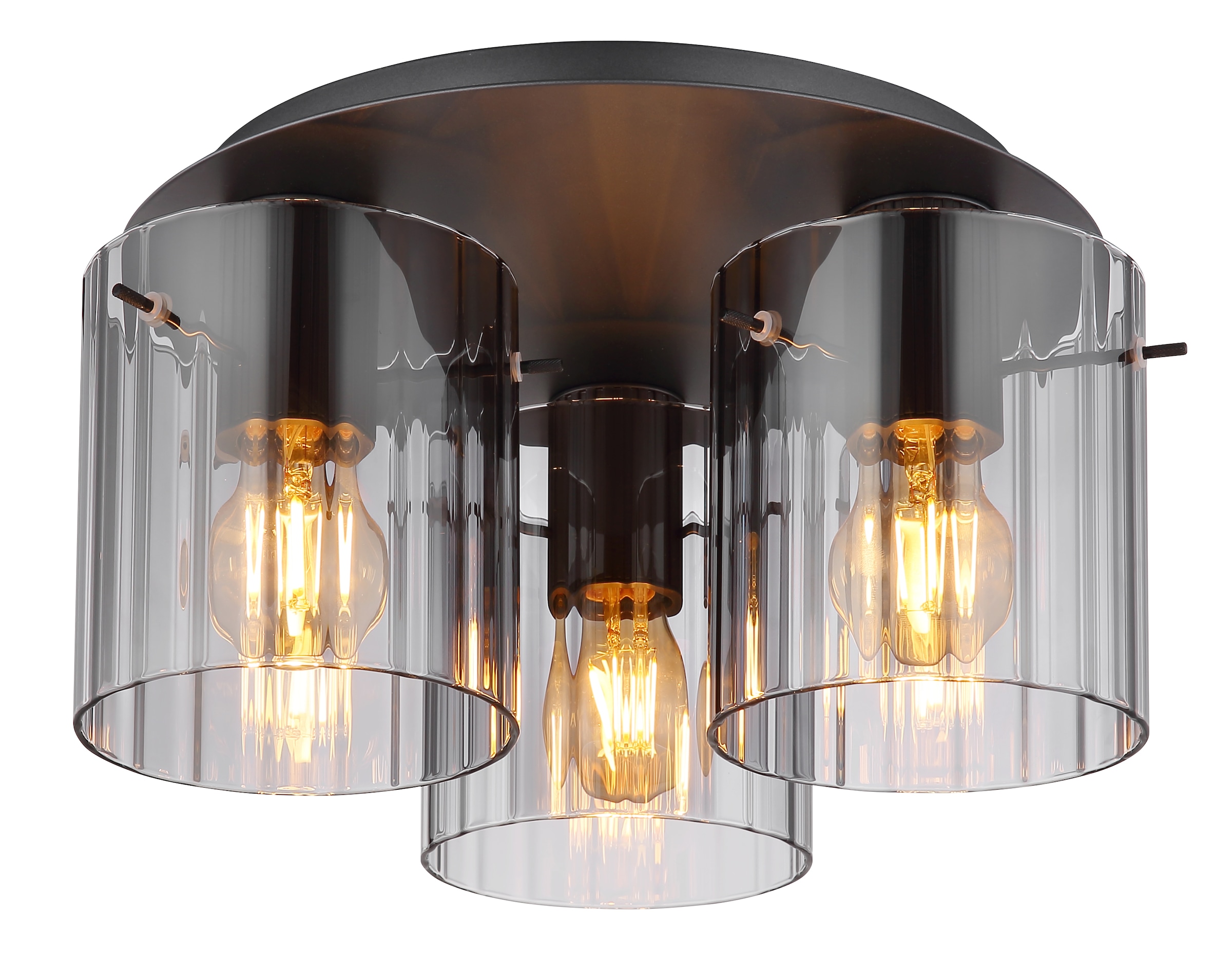 GLOBO LIGHTING Deckenleuchte »TULIVAR«, Leuchtmittel E27 | ohne Leuchtmittel, Deckenlampe/Glas rauchfarben/Gläser mit Rillen/Wohnbereich