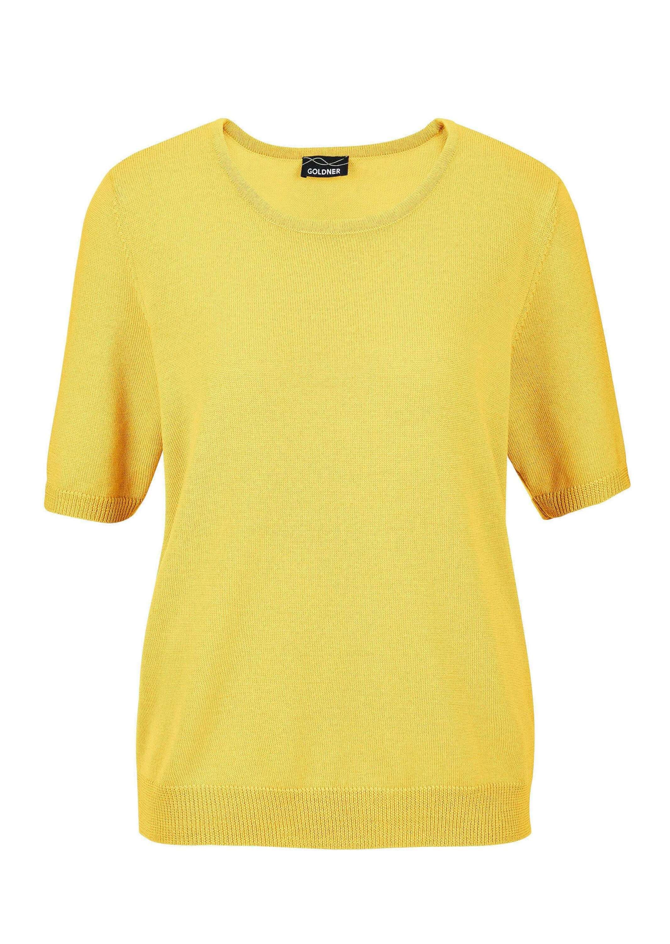 GOLDNER Strickpullover "Kurzgröße Klassisches Merinowollshirt, Rundhals" Rippenbündchen