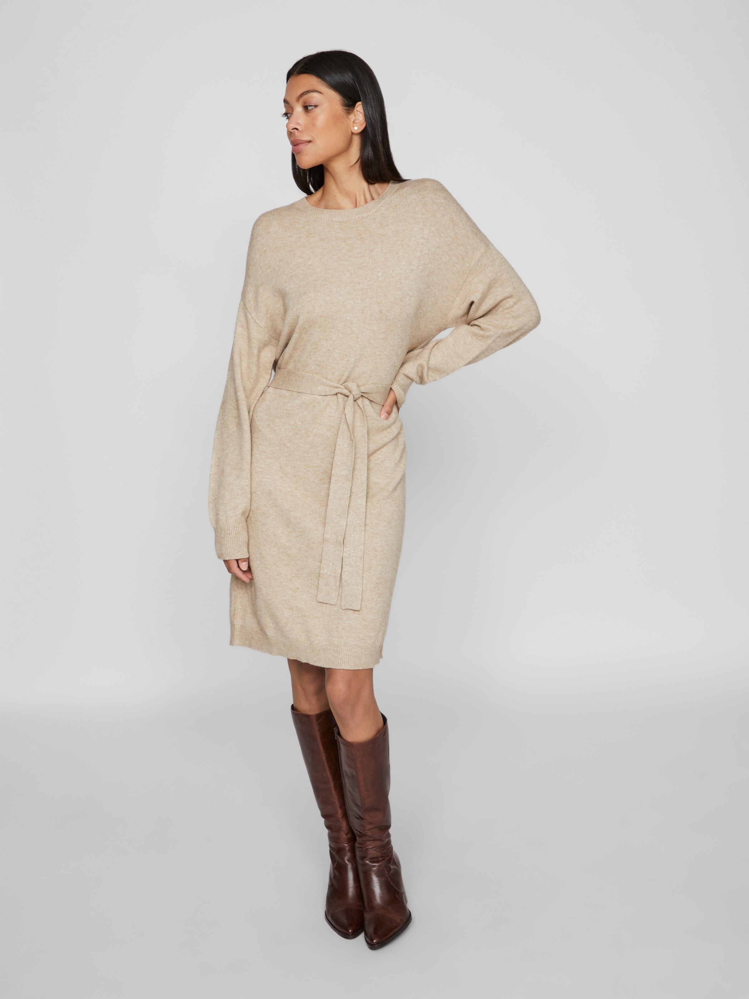Vila Strickkleid »VIRIL O-NECK L/S BELT KNIT DRESS - NOOS«