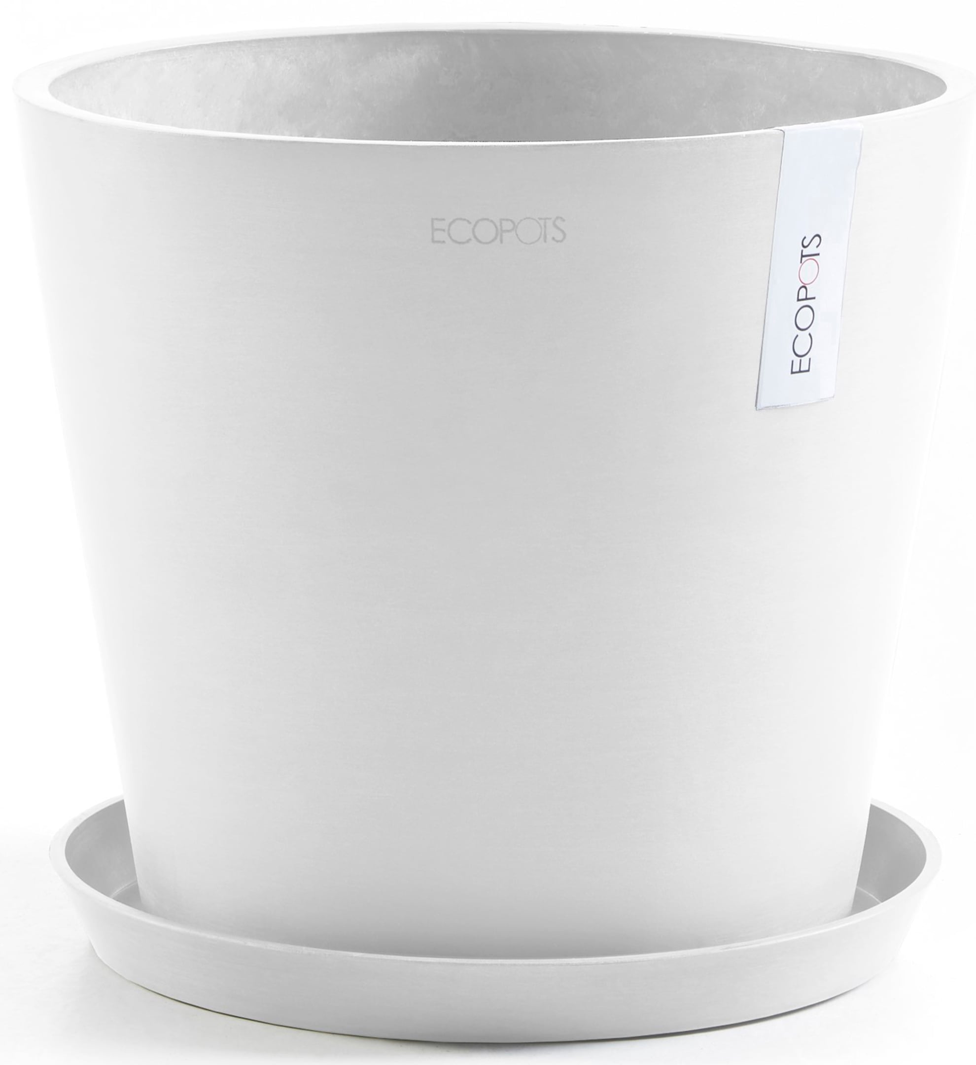 ECOPOTS Blumentopf "Amsterdam 30 + Wassersystem Weißgrau", für innen und außen: frostsicher, bruchsicher und lichtbestän