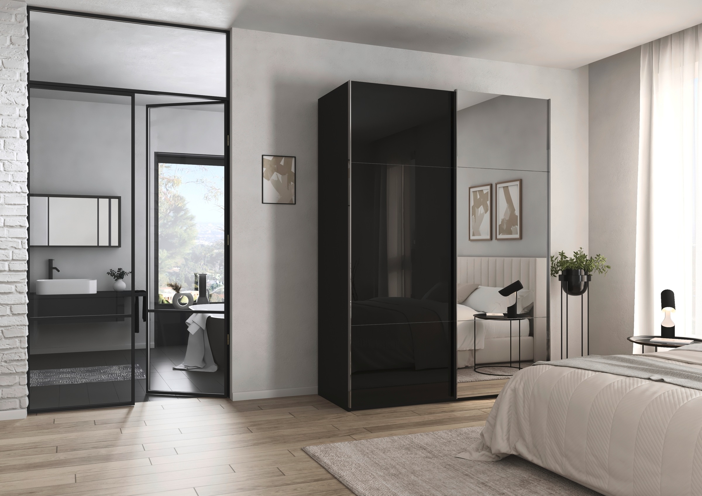 rauch Schwebetürenschrank »Kleiderschrank Schrank Garderobe Schlafzimmerschrank CONTIDO«, (in 3 verschiedenen Ausstattungen BASIC/CLASSIC/PREMIUM), aus hochwertigem Material in 6 Breiten 2 Griff-Farben MADE IN GERMANY