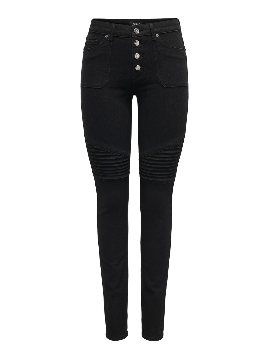 ONLY Skinny-fit-Jeans "ONLHUSH MID WAIST SK POC BIKER PIM DNM", mit Biker Details