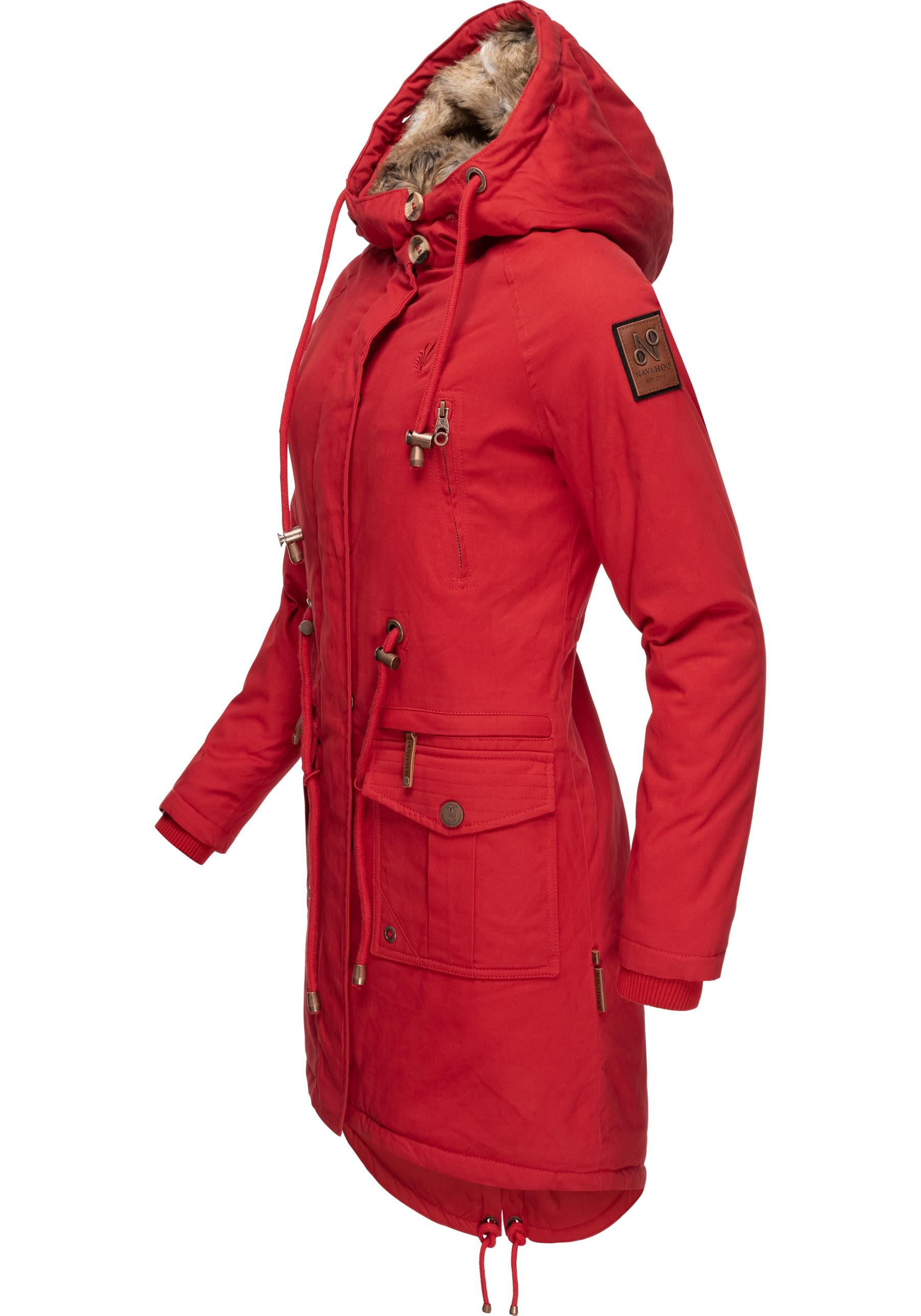 Navahoo Wintermantel »Rosinchen«, stylischer Damen Winter Baumwollparka mit Kunstfell