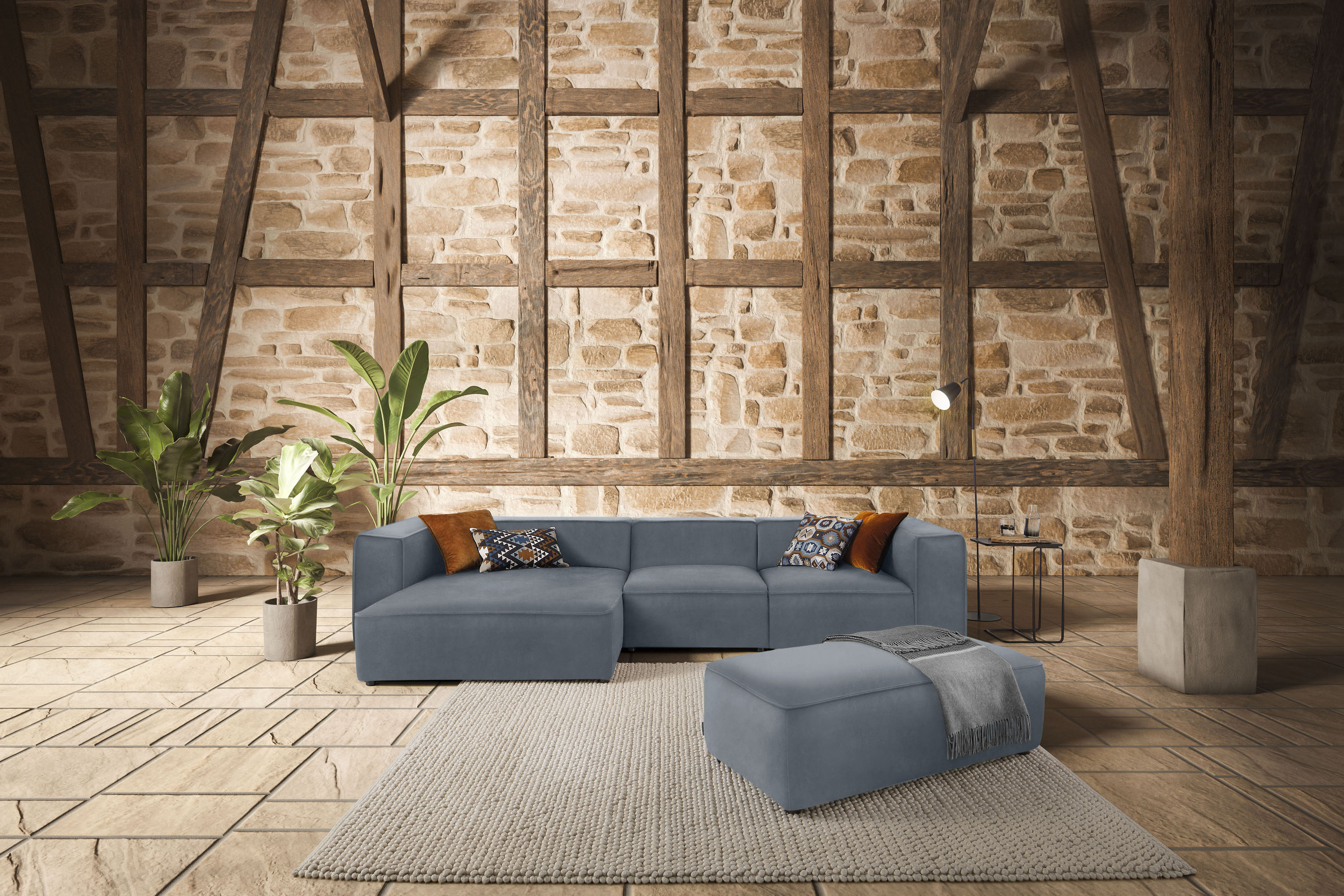 W.SCHILLIG Ecksofa "around-the-block Mega Sofa, viel Platz und hoher Sitzkomfort, L-Form" mit eleganter Biese, mit Federkern, Breite 341 cm